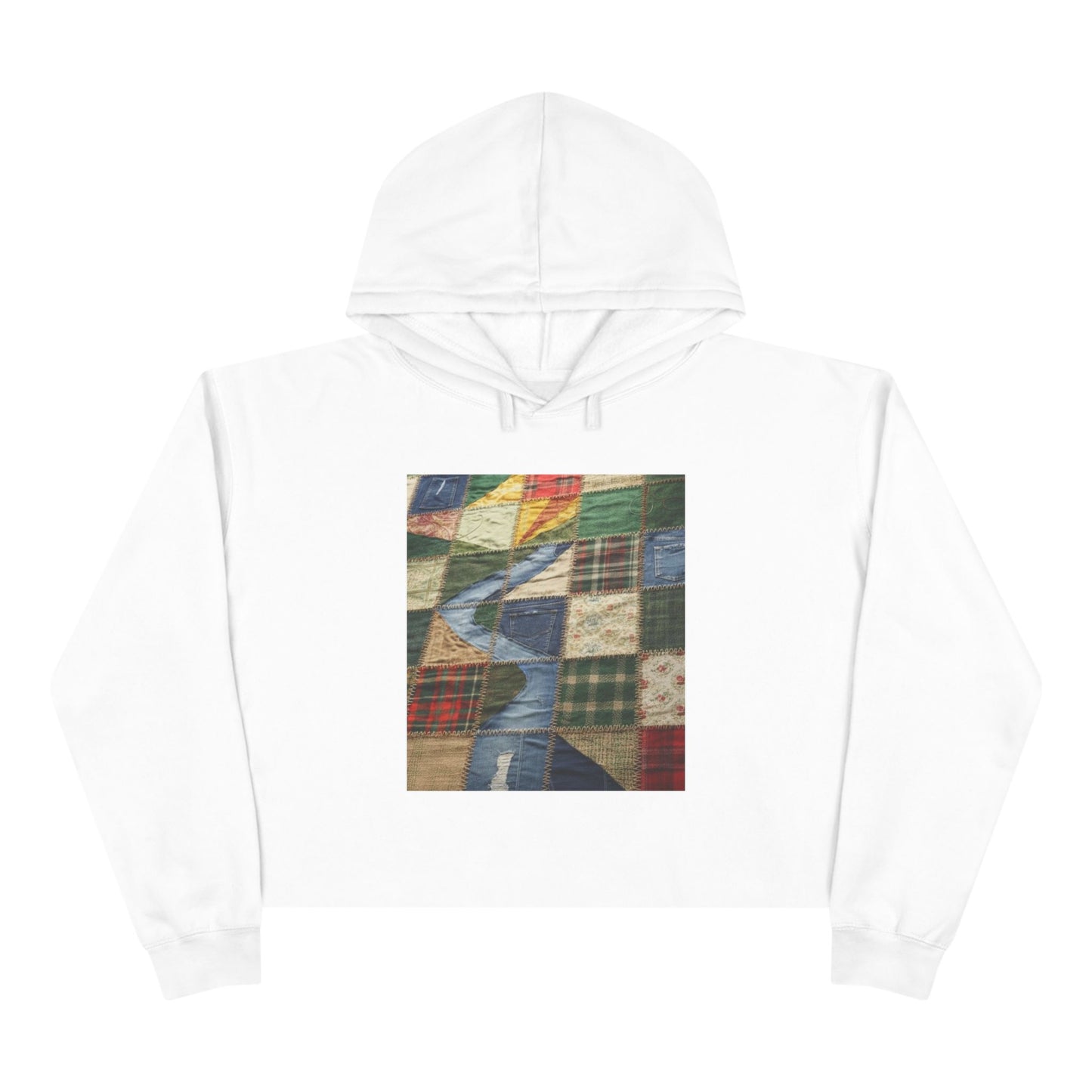 Stylish Patchwork Crop Hoodie, Trendy Sweatshirt, Cozy Fashion, Casual Wear, Perfect for Spring, Gift for Her