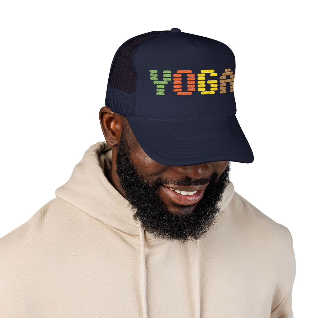 Yoga Foam Trucker Hat - Embroidered Red Cap for Yoga Enthusiasts