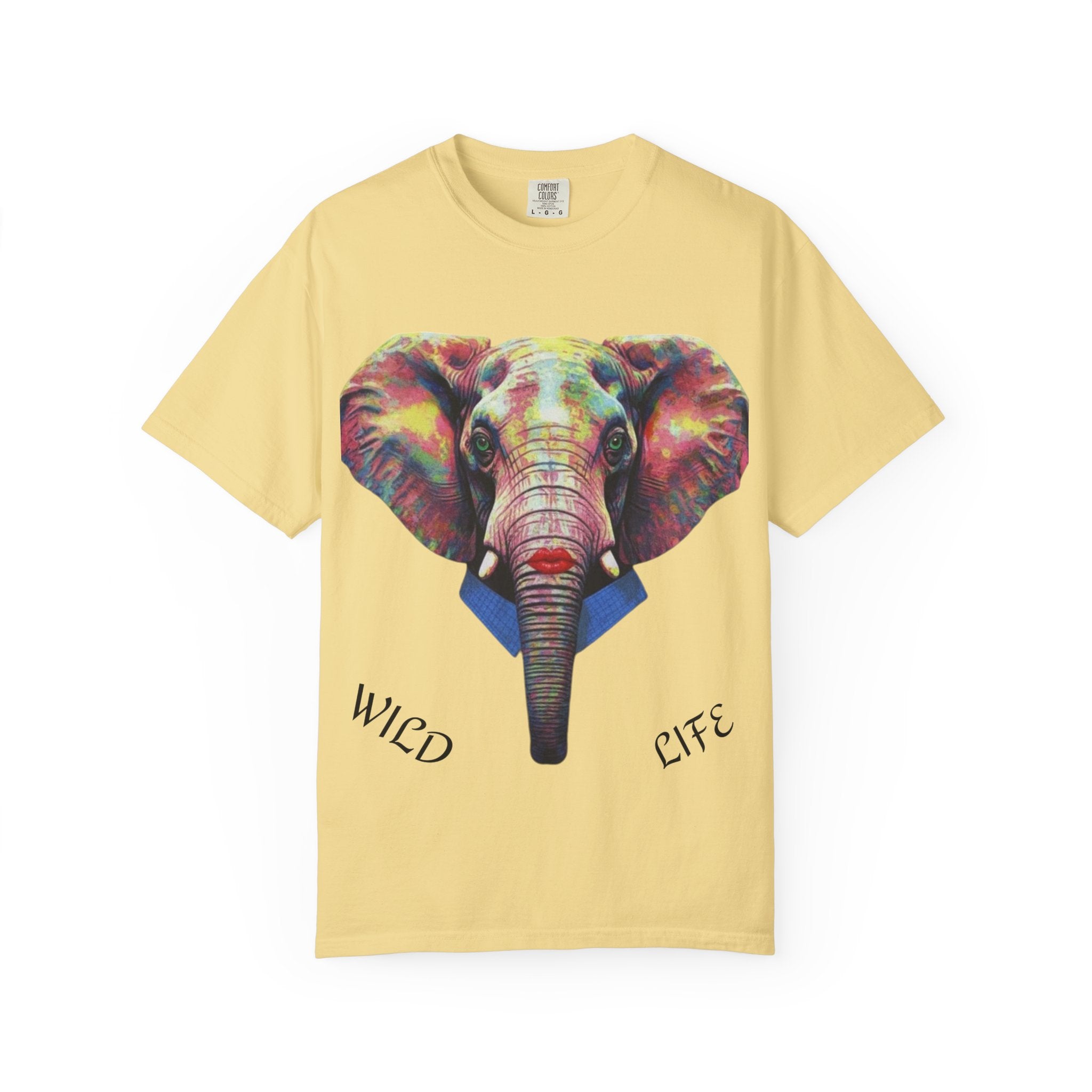 Wild Life Elephant Portrait T-Shirt — Colorful Retro Primate Graphic Tee