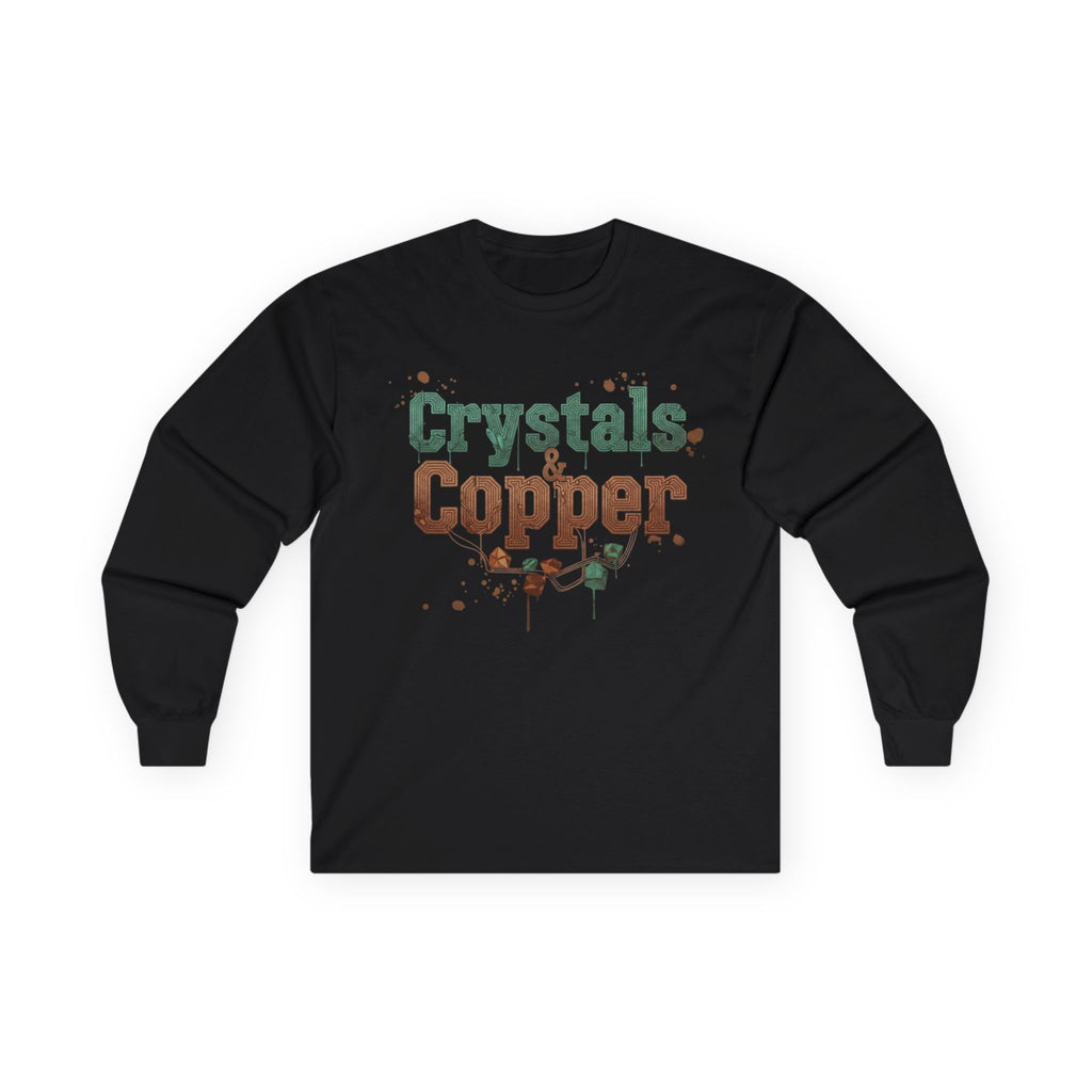 WKE WRLD Crystal & Copper Long Sleeve Tee - Boho Fashion, Festival Outfit, Unique Gift, Unisex Apparel, Statement Shirt
