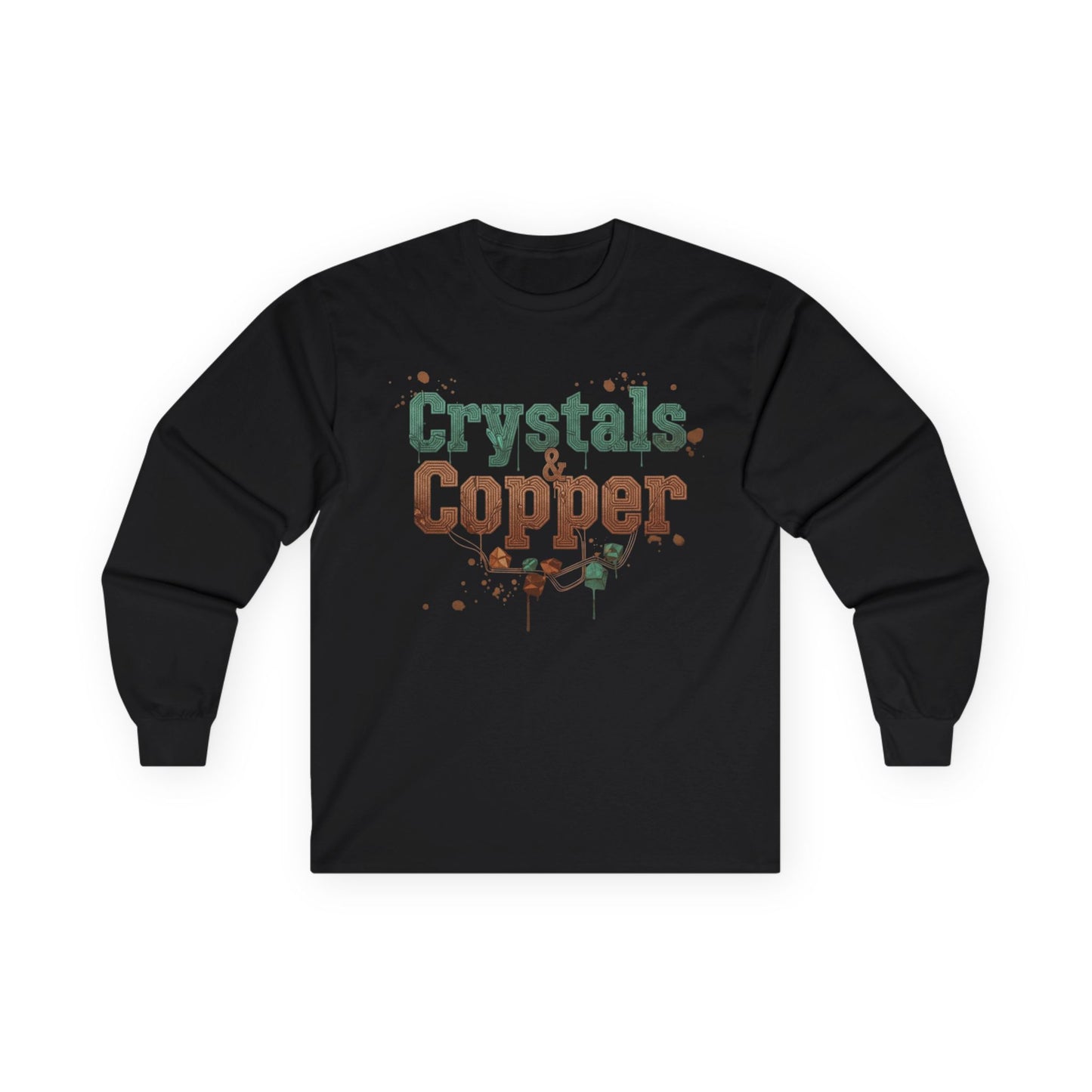 WKE WRLD Crystal & Copper Long Sleeve Tee - Boho Fashion, Festival Outfit, Unique Gift, Unisex Apparel, Statement Shirt