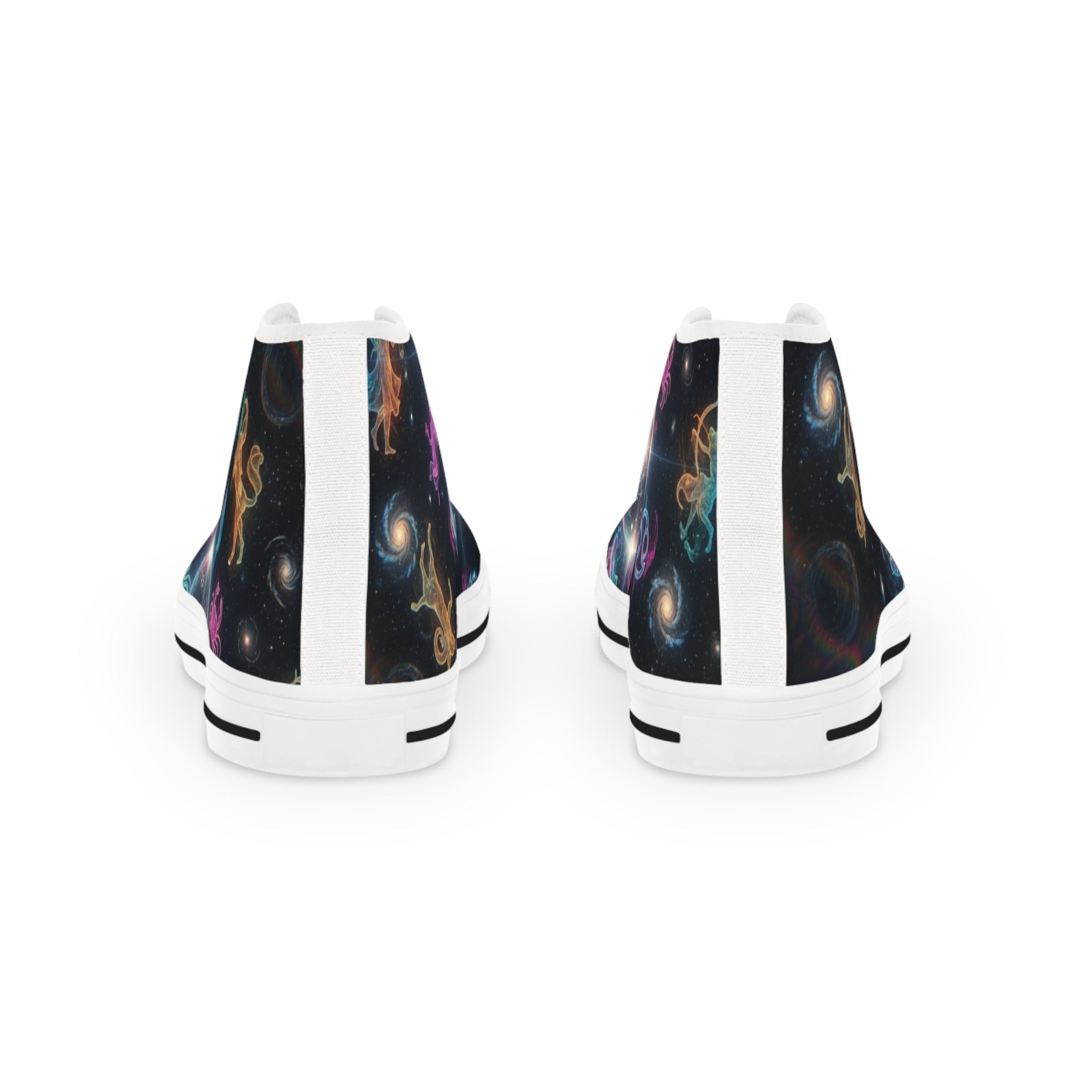 WKE WRLD Cosmic High Top Zodiac Sneakers - Stylish Galaxy Print Footwear for Men, Casual Walk, Street Fashion, Unique Gift Idea, Astronaut Theme Shoes
