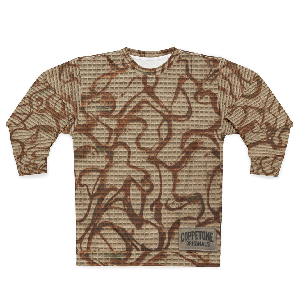 Abstract Brown Scribble Art Sweatshirt – All-Over Printed Casual Pullover
