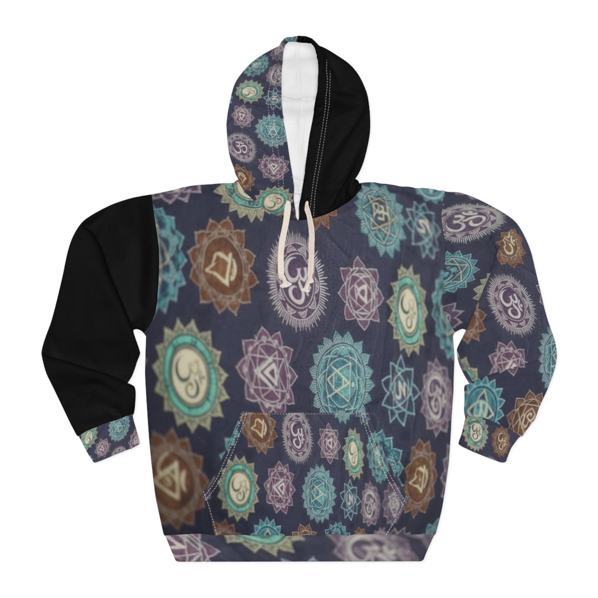 Chakra Balance Mandala Hoodie — Boho Spiritual Om Pullover