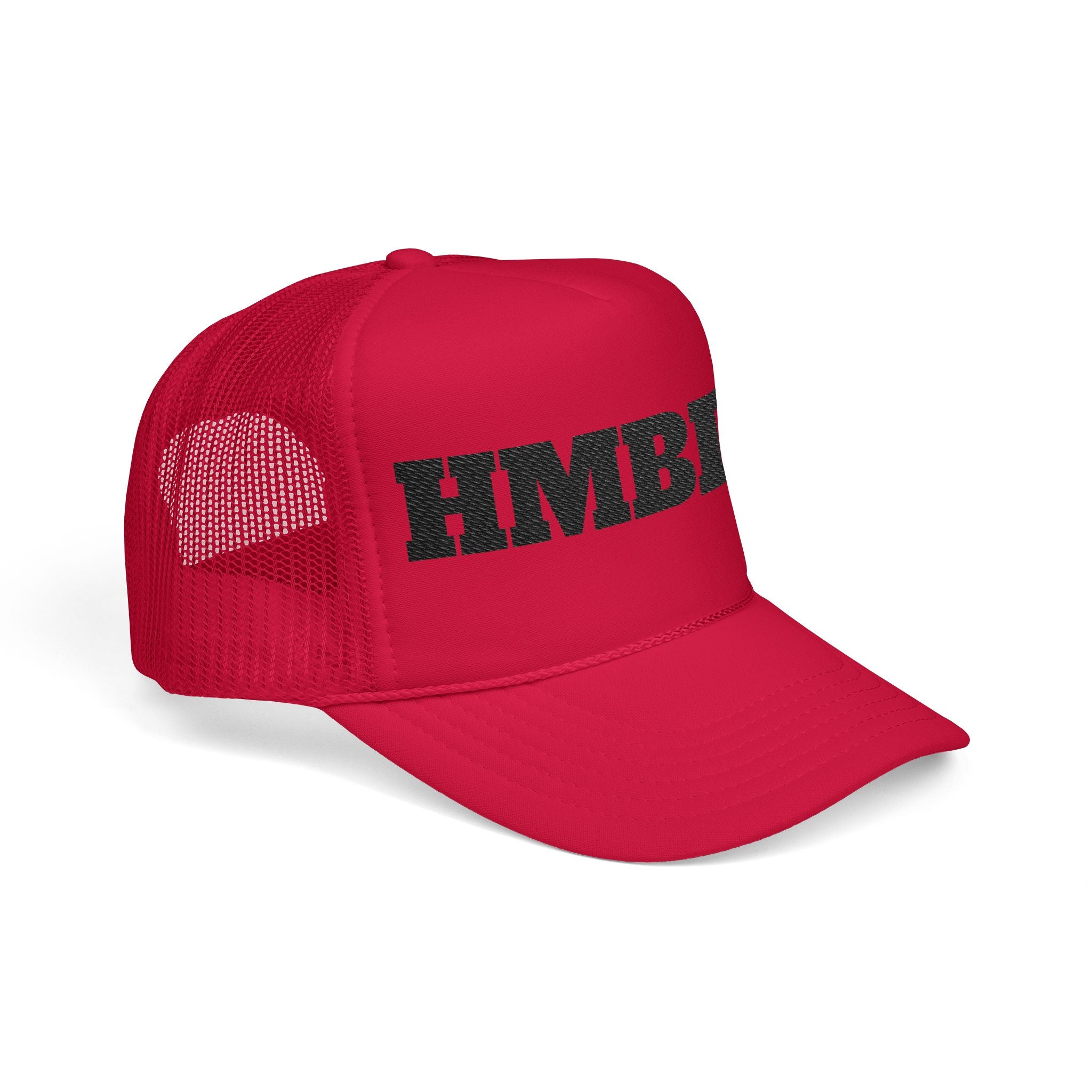 Red Foam Trucker Hat with 'HMBDLD' Embroidery