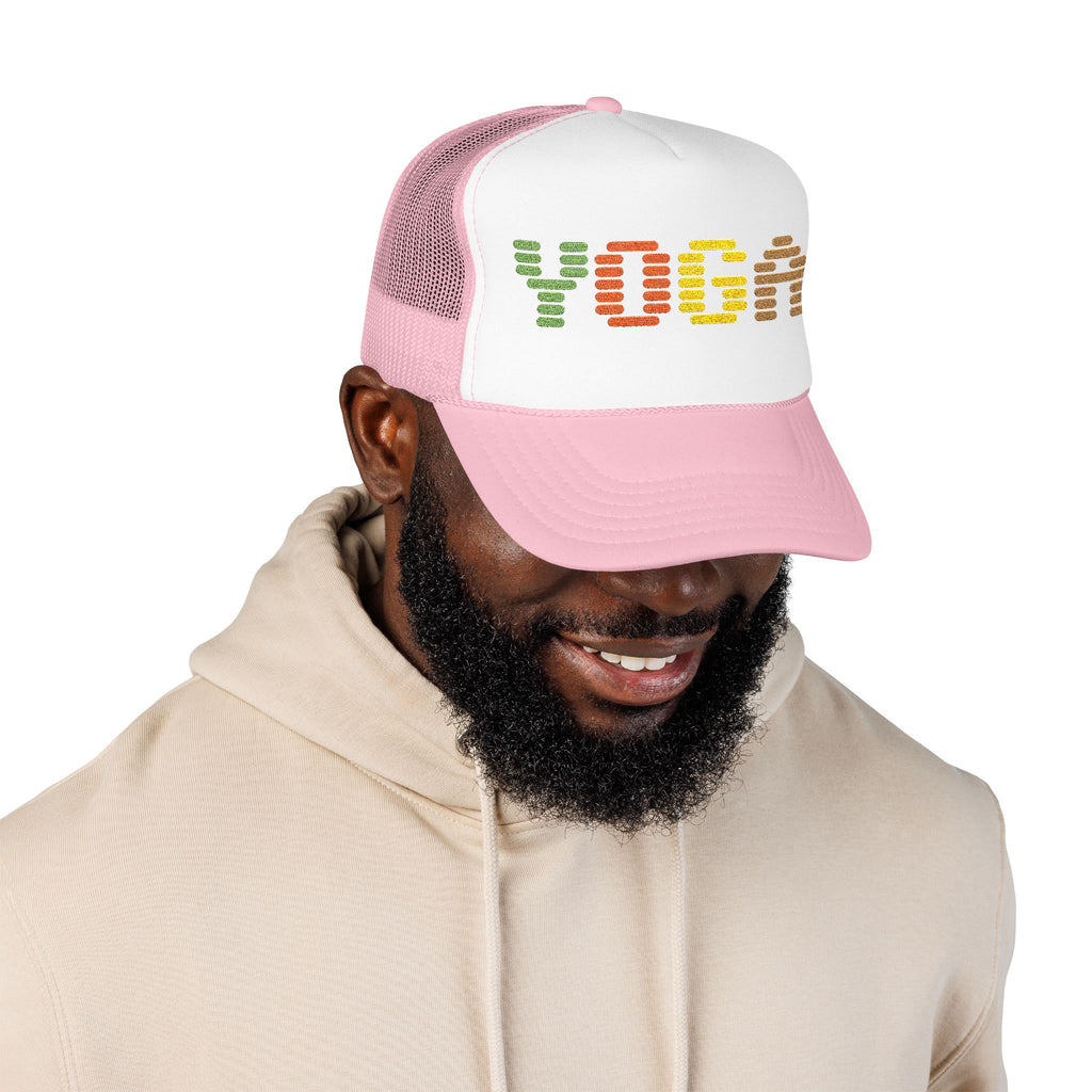Yoga Foam Trucker Hat - Embroidered Red Cap for Yoga Enthusiasts