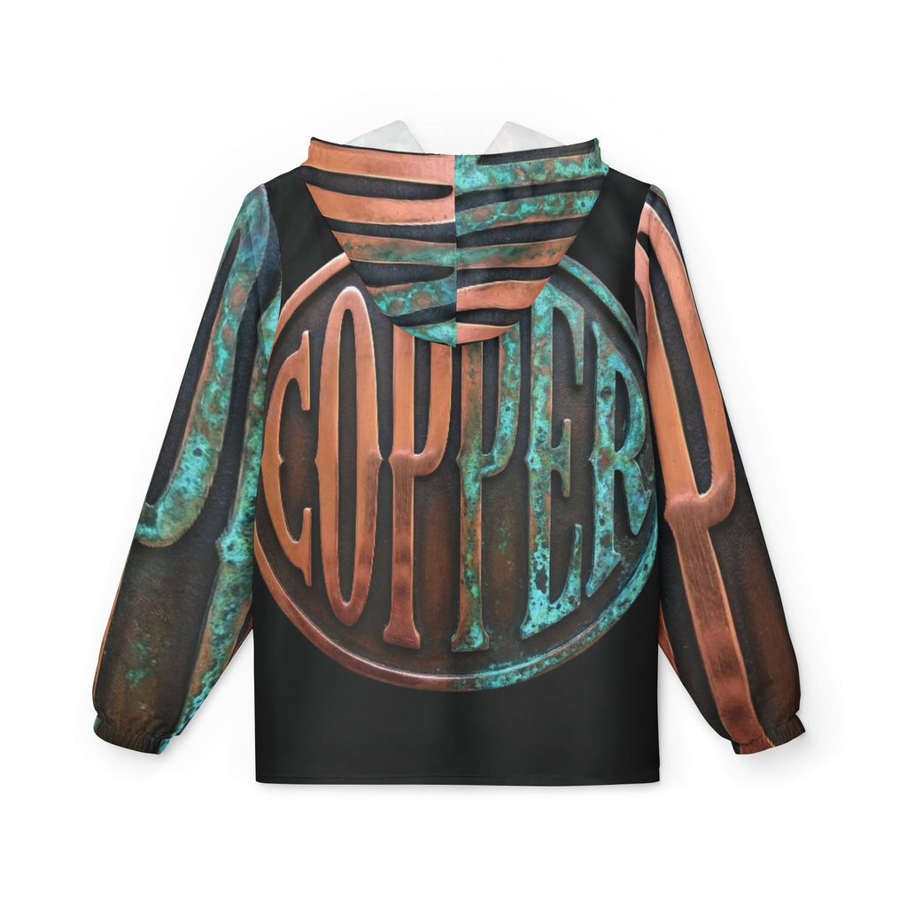Copper Vibes Windbreaker Jacket — Abstract Quilted Collage AOP
