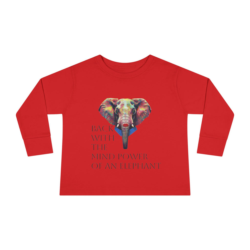 Colorful Elephant Toddler Long Sleeve Tee — Vibrant Safari Animal Shirt for Kids