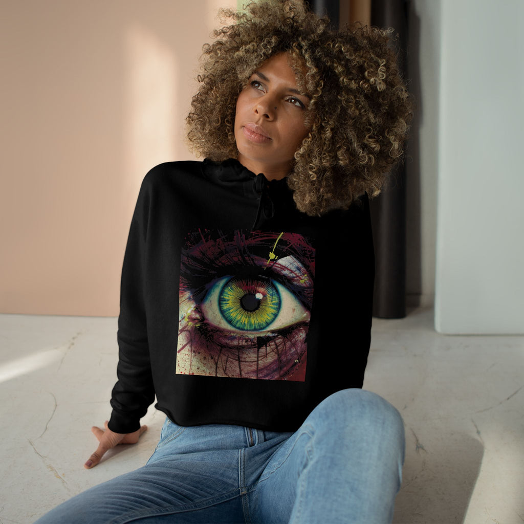 WKE WRLD Mystical Eye Crop Hoodie - Clairvoyance, See The Unseen, Boho Fashion, Visionary Gift, Cozy Streetwear