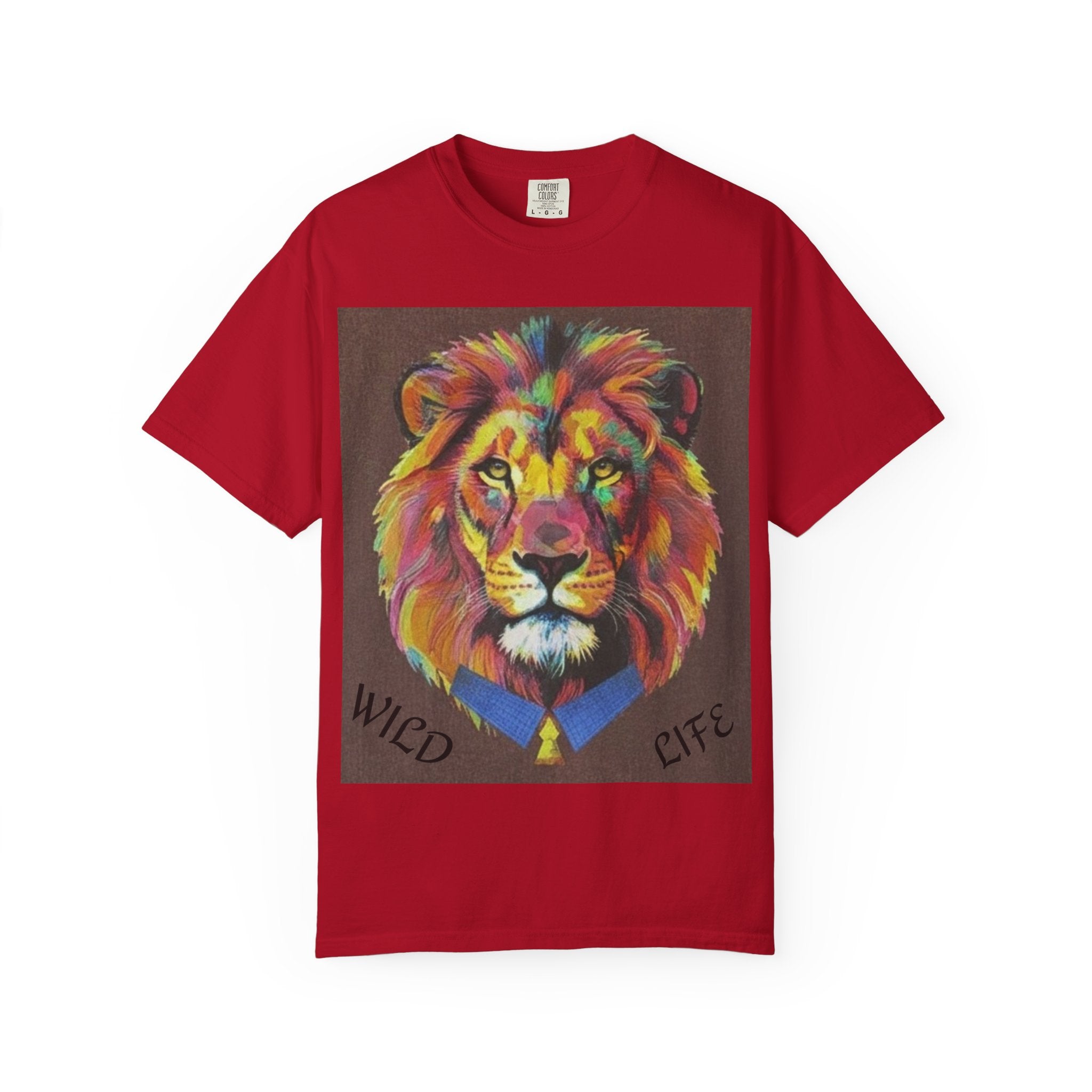 Wild Life Lion Portrait T-Shirt — Colorful Retro Primate Graphic Tee