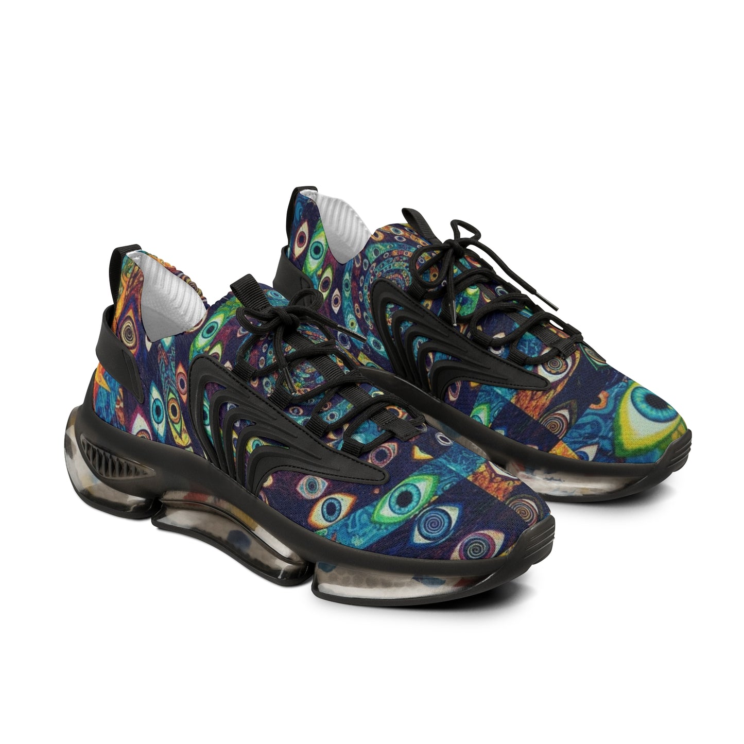 WKE WRLD Vibrant Art-Inspired Mesh Sneakers for Men, Casual Footwear, Unique Design Sneakers, Trendy Athletic Shoes, Colorful Sport Sneakers