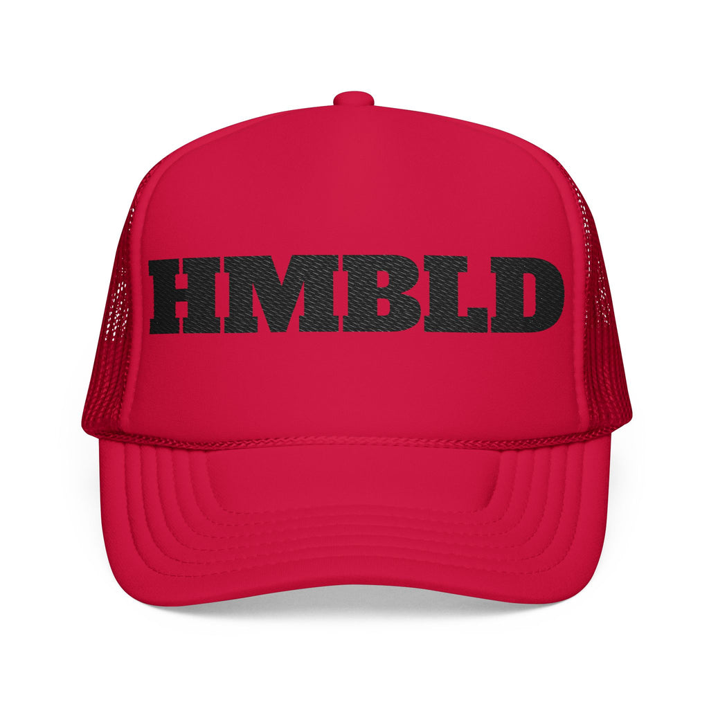 Red Foam Trucker Hat with 'HMBDLD' Embroidery