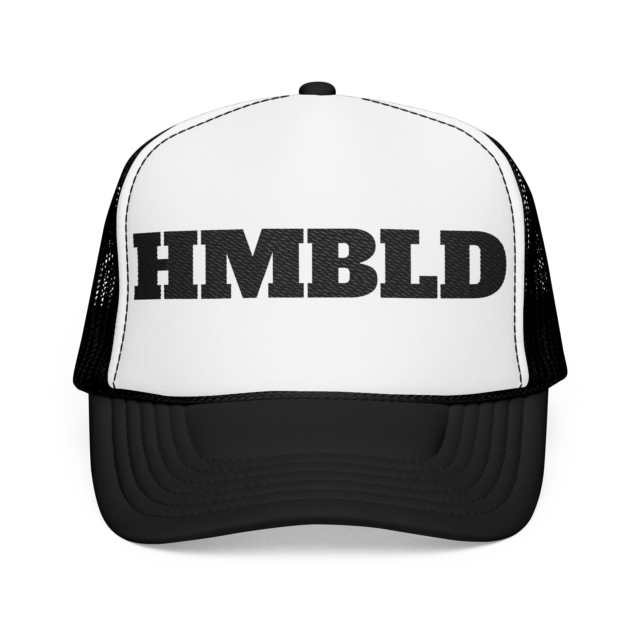 Red Foam Trucker Hat with 'HMBDLD' Embroidery
