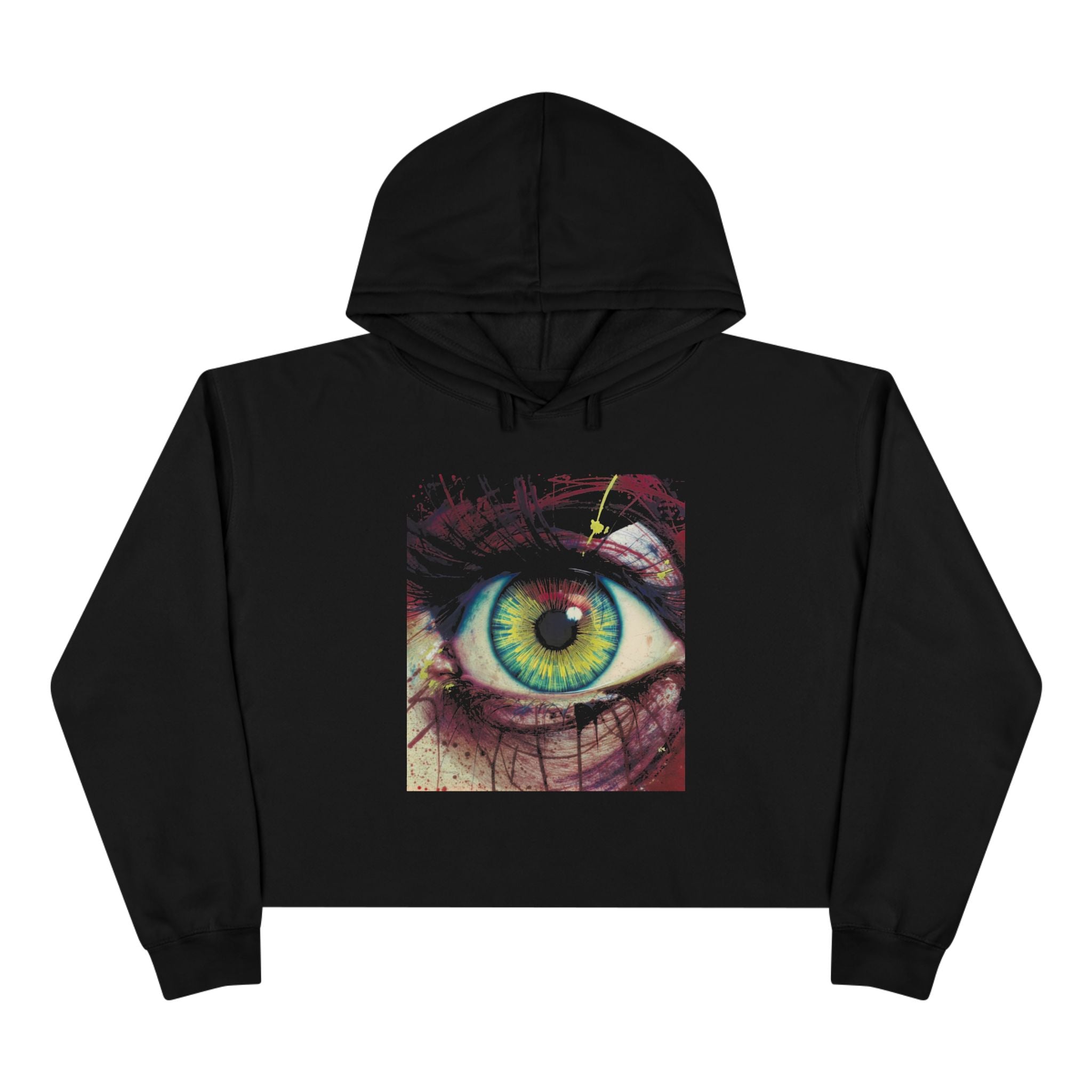 WKE WRLD Mystical Eye Crop Hoodie - Clairvoyance, See The Unseen, Boho Fashion, Visionary Gift, Cozy Streetwear