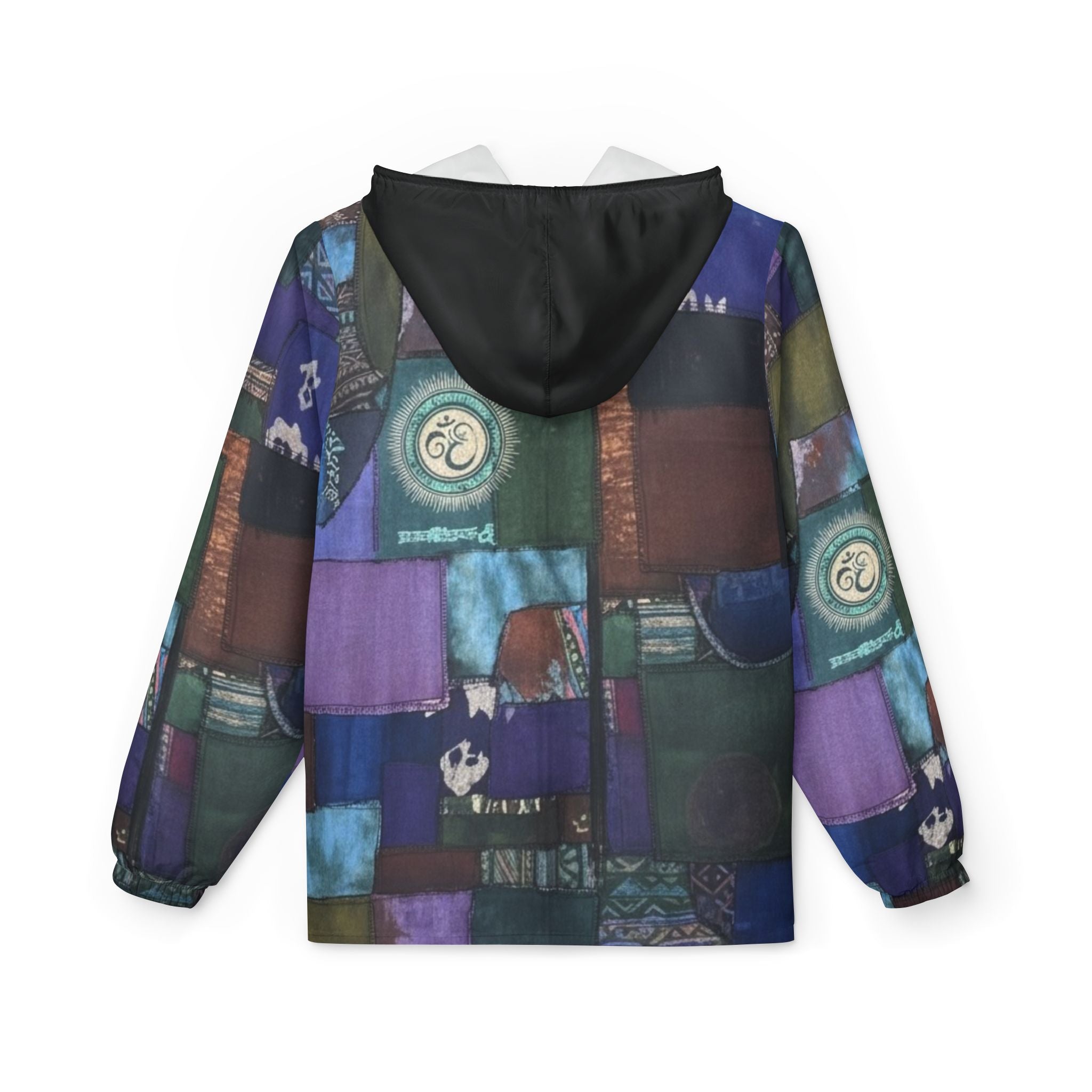 Patchwork Vibes Windbreaker Jacket — Abstract Quilted Collage