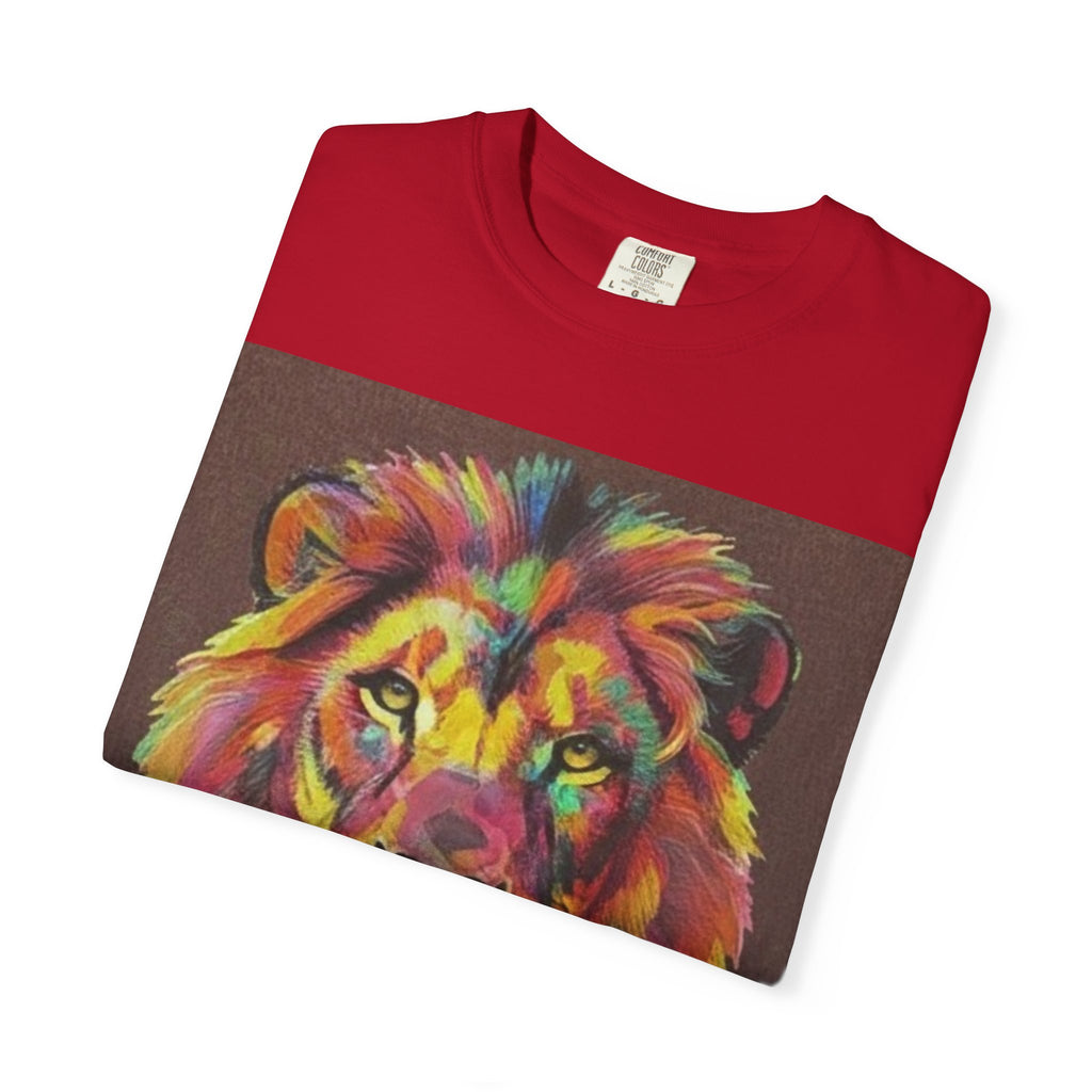 Wild Life Lion Portrait T-Shirt — Colorful Retro Primate Graphic Tee