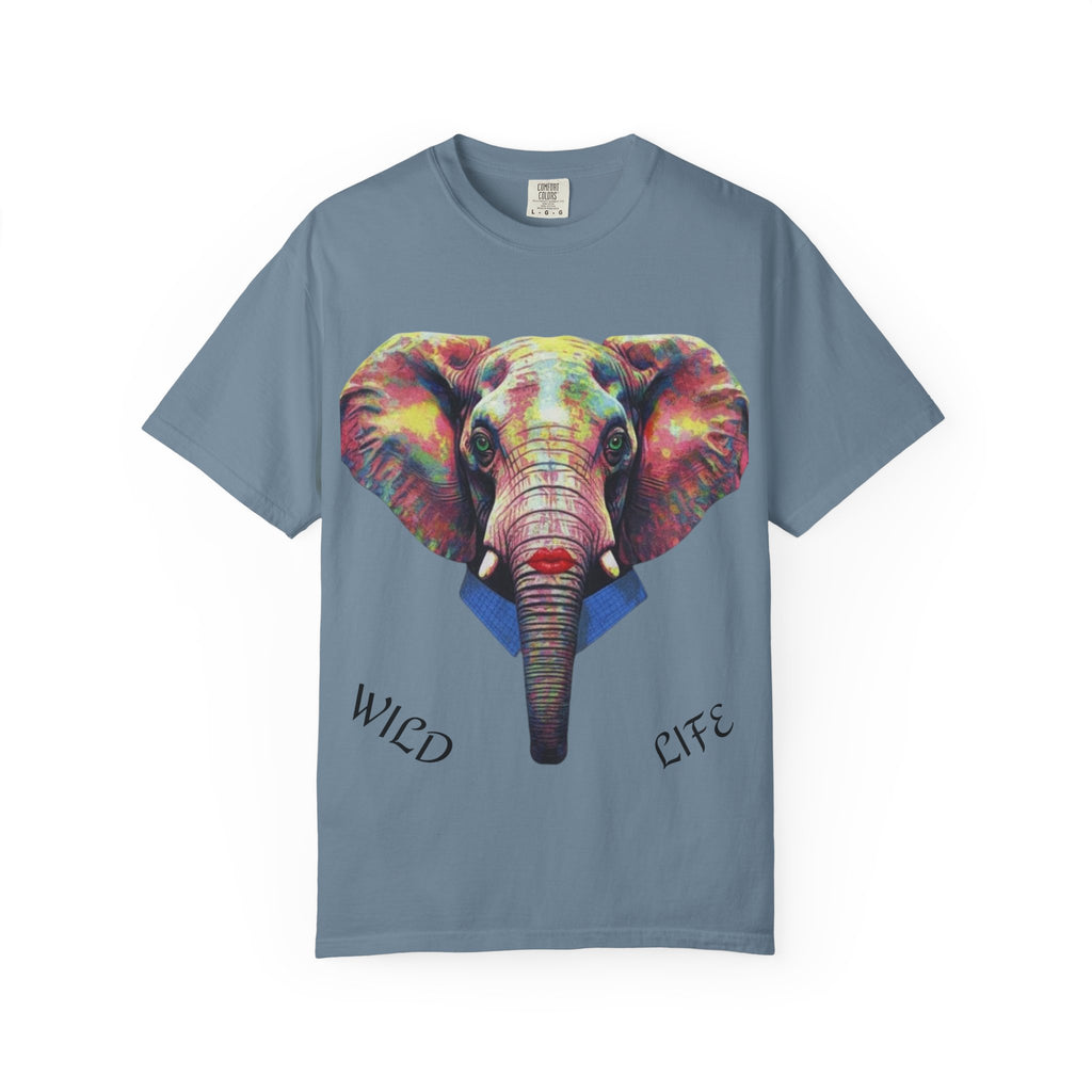 Wild Life Elephant Portrait T-Shirt — Colorful Retro Primate Graphic Tee