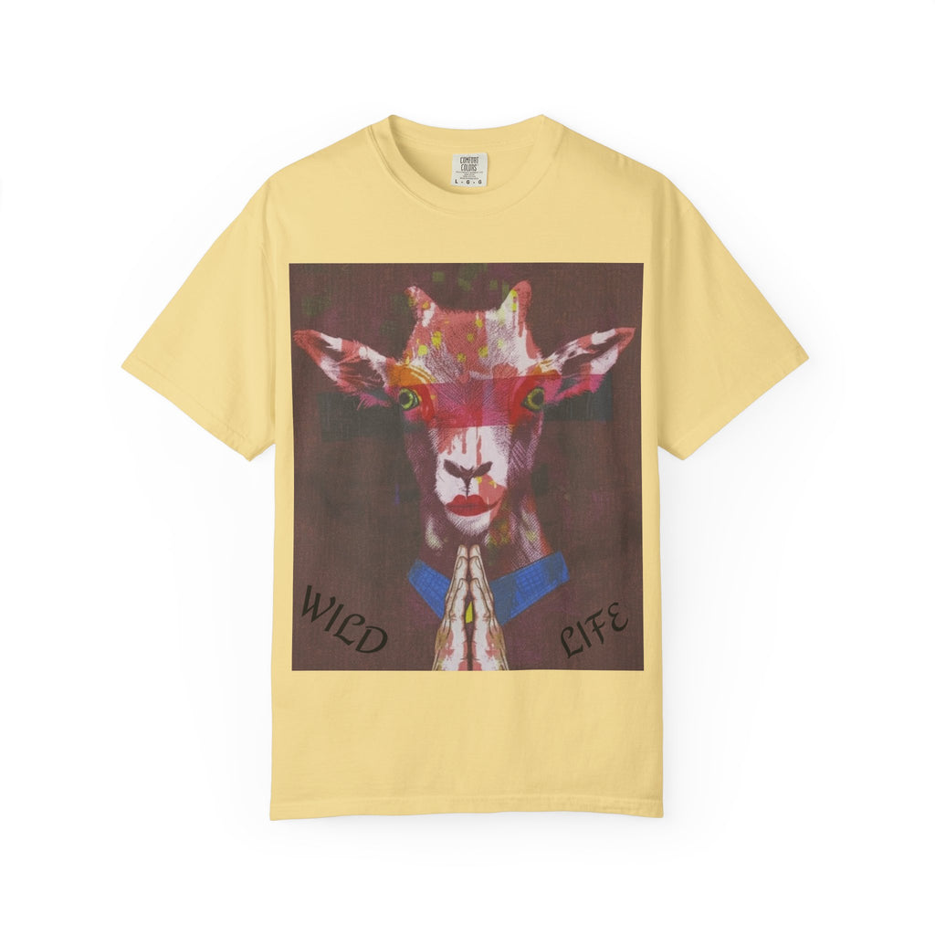 Wild Life Goat Portrait T-Shirt — Colorful Retro Primate Graphic Tee