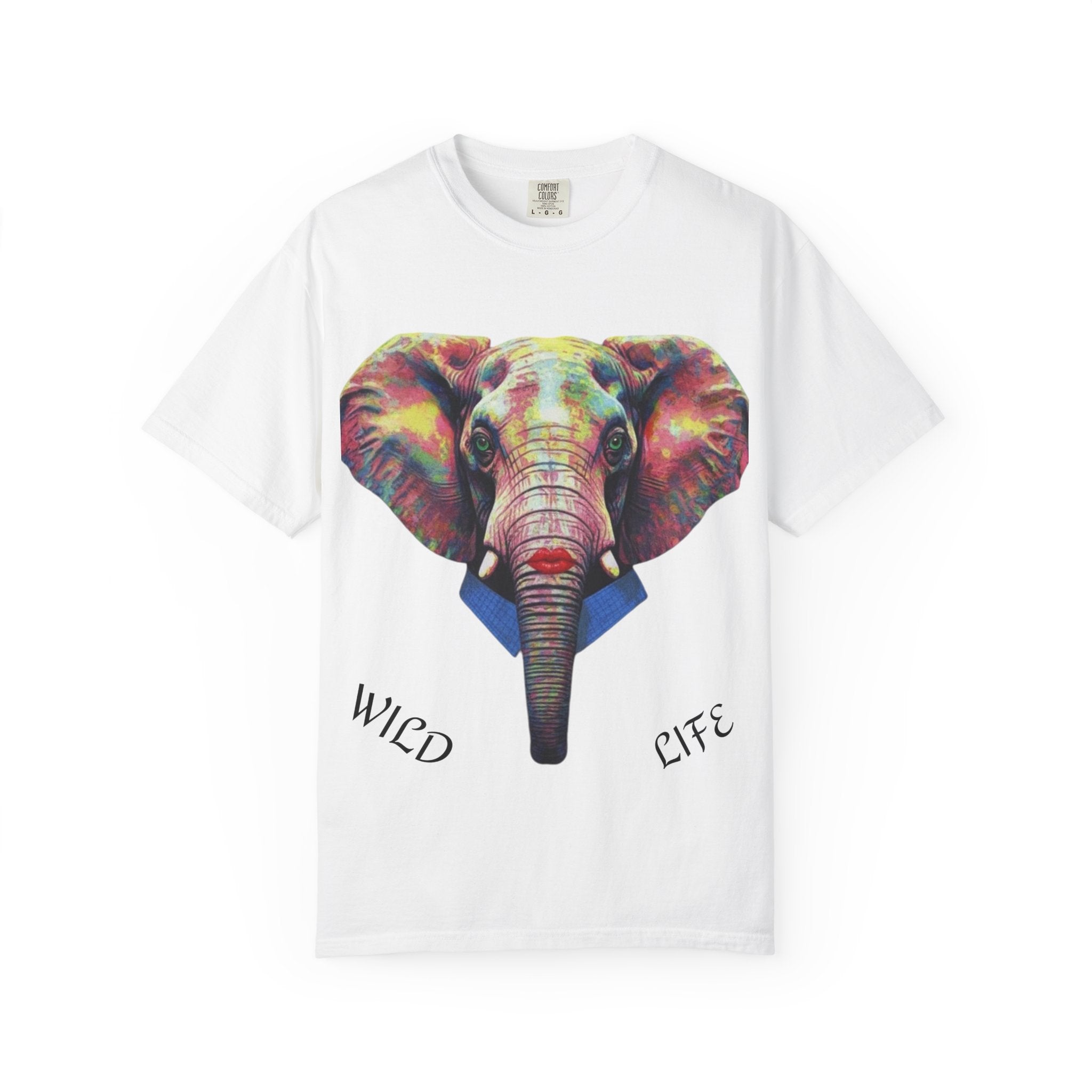 Wild Life Elephant Portrait T-Shirt — Colorful Retro Primate Graphic Tee