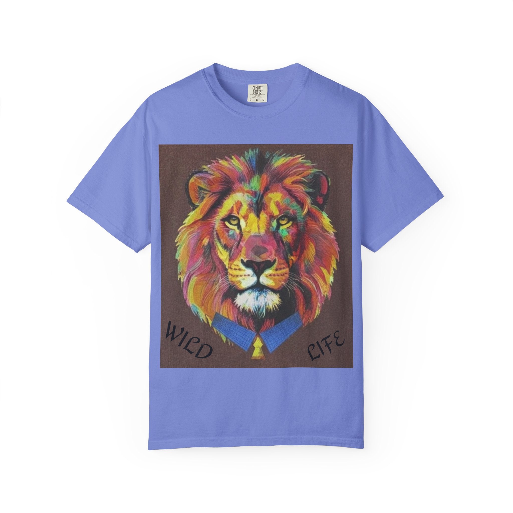 Wild Life Lion Portrait T-Shirt — Colorful Retro Primate Graphic Tee