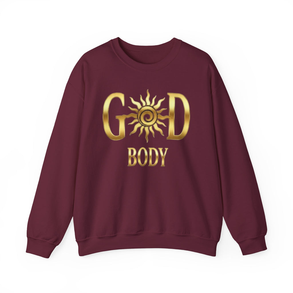 God Body Crewneck Sweatshirt — Gold Sun Spiritual Graphic