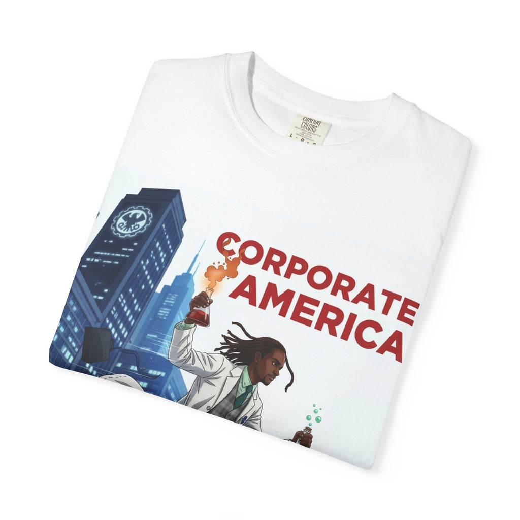 Nature Jab Corporate America Graphic T-Shirt — Scientist Protester Illustration
