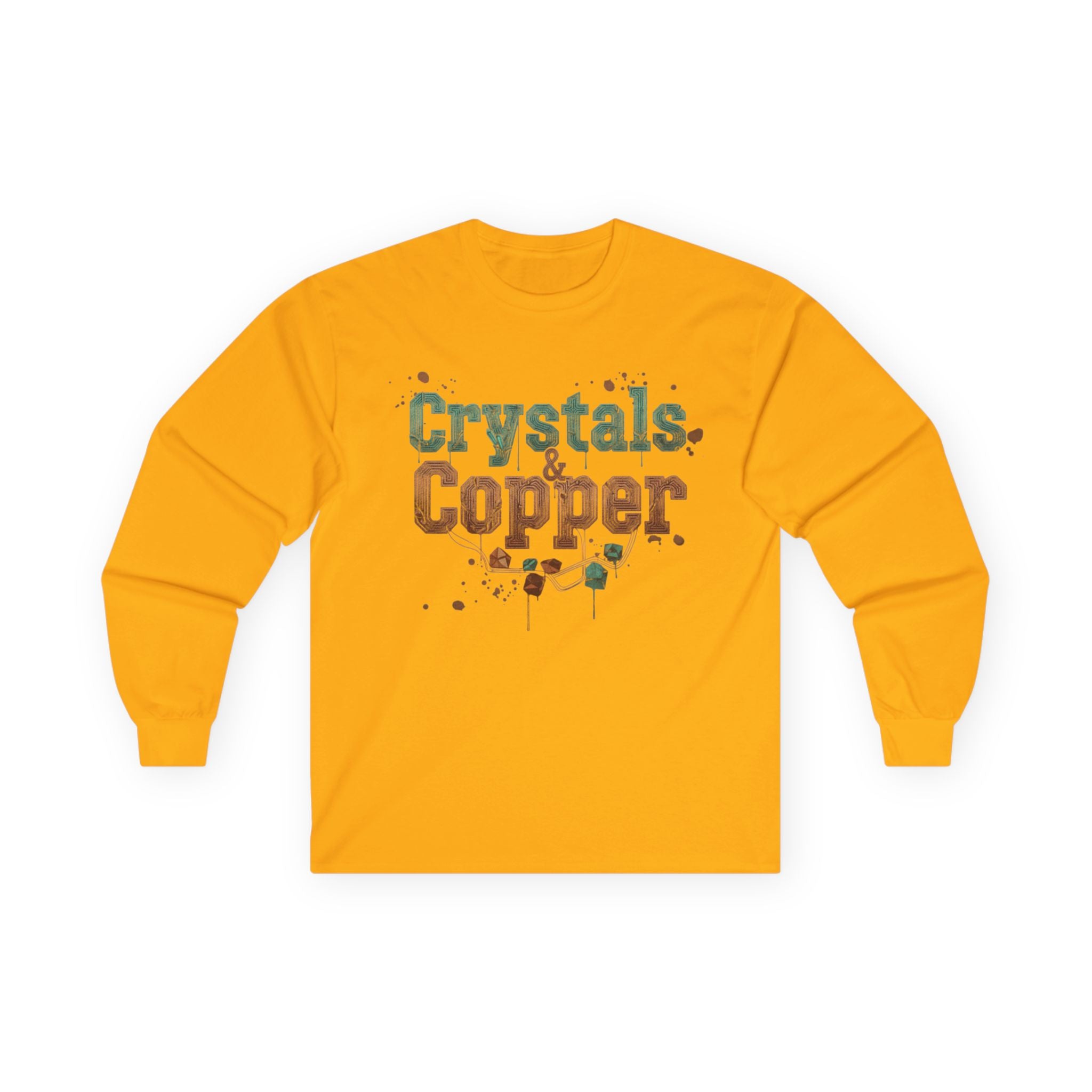 WKE WRLD Crystal & Copper Long Sleeve Tee - Boho Fashion, Festival Outfit, Unique Gift, Unisex Apparel, Statement Shirt