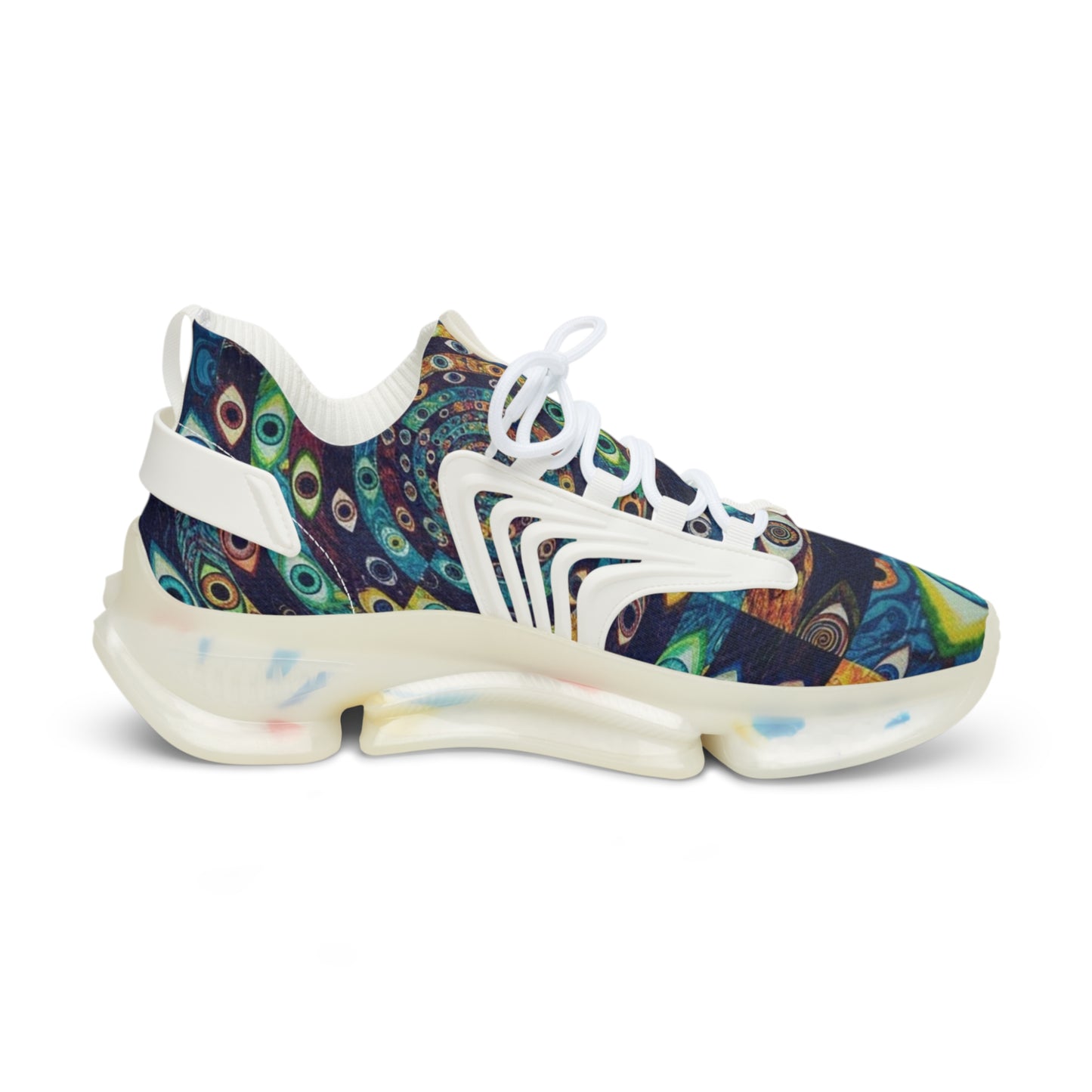 WKE WRLD Vibrant Art-Inspired Mesh Sneakers for Men, Casual Footwear, Unique Design Sneakers, Trendy Athletic Shoes, Colorful Sport Sneakers