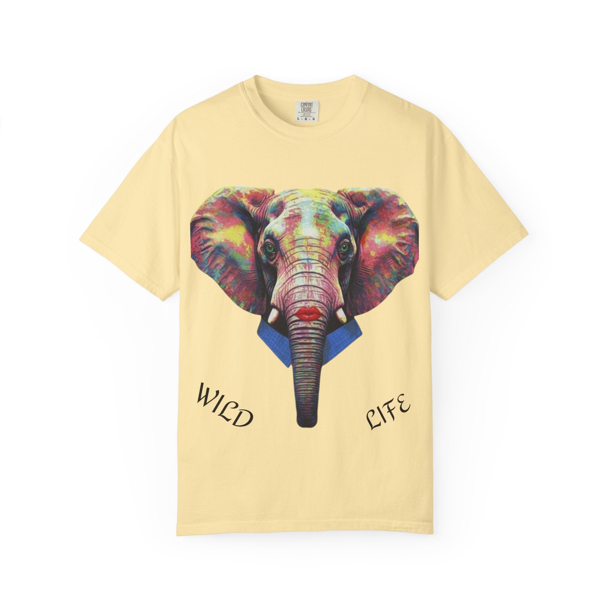 Wild Life Elephant Portrait T-Shirt — Colorful Retro Primate Graphic Tee