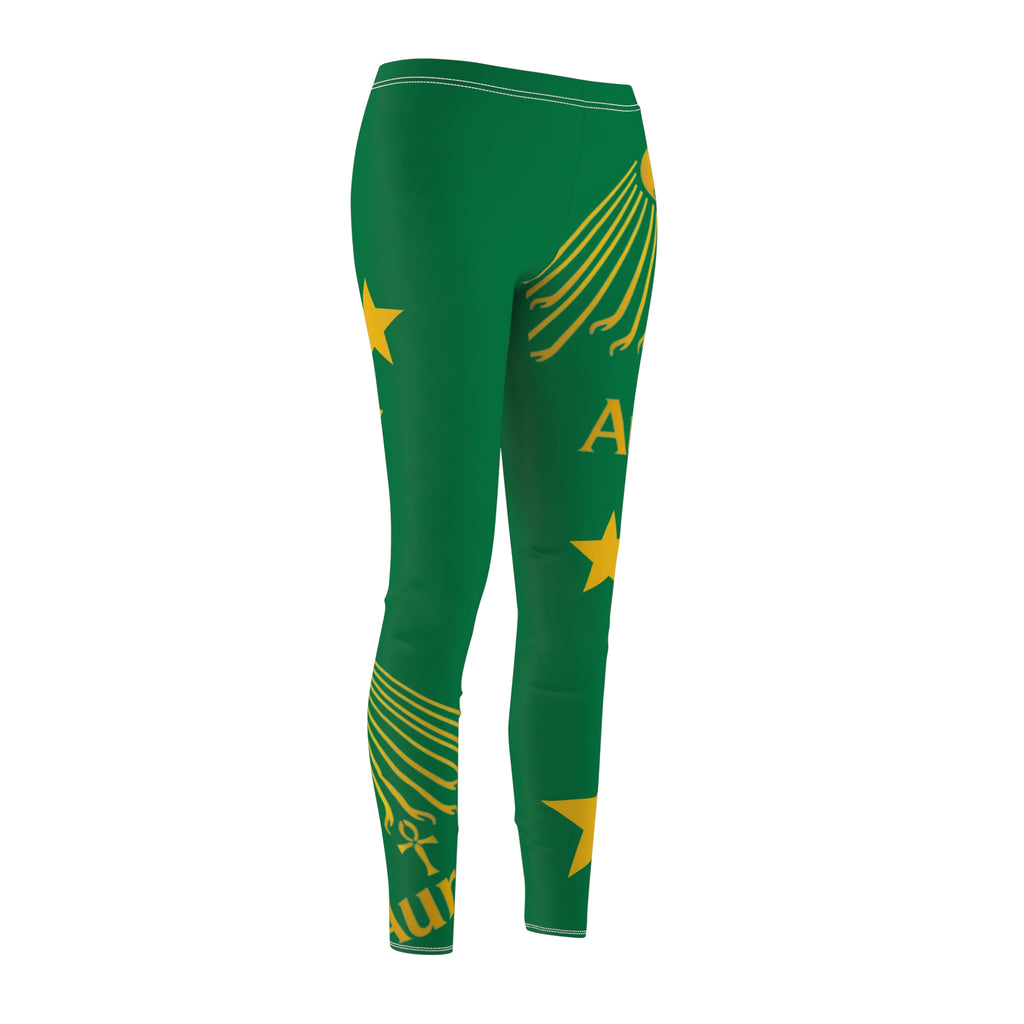 Gold Sunburst 'Aurora' Printed Leggings (White)