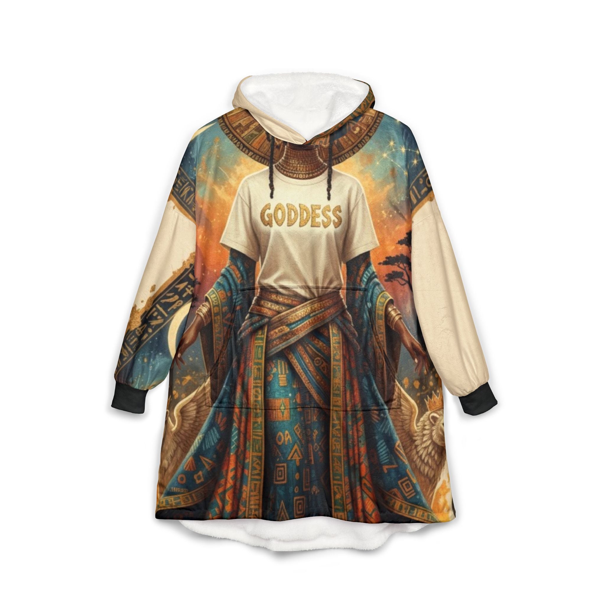 Goddess Unisex Hooded Blanket - Cozy Throw, Multicolor Fleece Wearable Blanket, Gift for Her, Home Decor, Self-Care Essentials