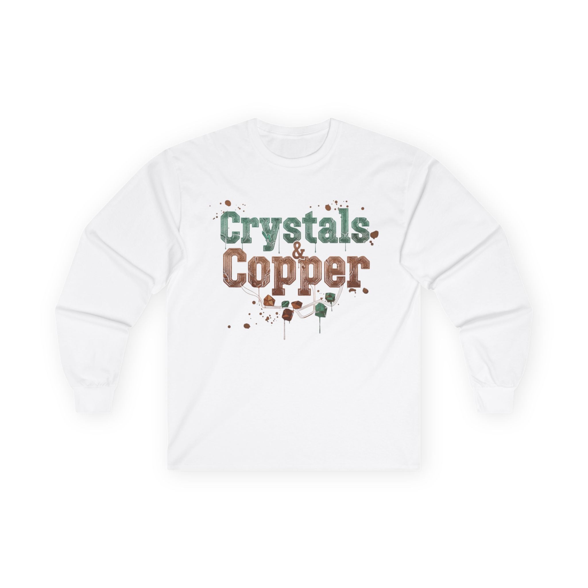 WKE WRLD Crystal & Copper Long Sleeve Tee - Boho Fashion, Festival Outfit, Unique Gift, Unisex Apparel, Statement Shirt