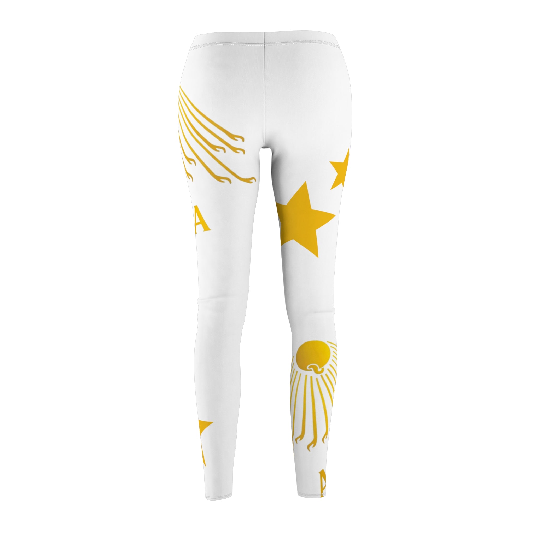 Gold Sunburst 'Aurora' Printed Leggings (White)