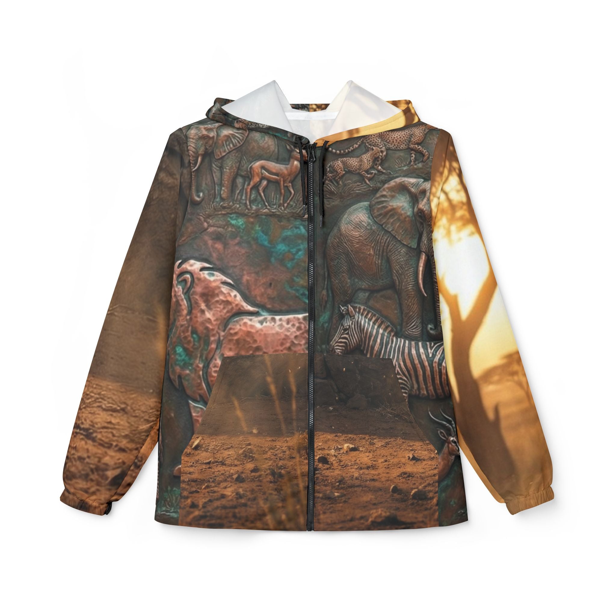 Wild Life Windbreaker Jacket — Abstract Quilted Collage