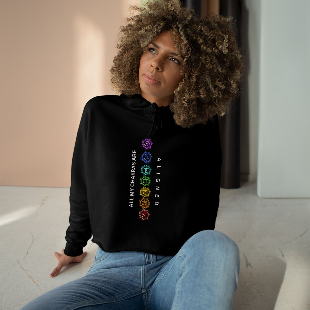 Chakra Alignment Crop Hoodie - Spiritual Gift for Yoga Lovers, Meditation, Affirmation Apparel, Cozy Layer for Self-Care
