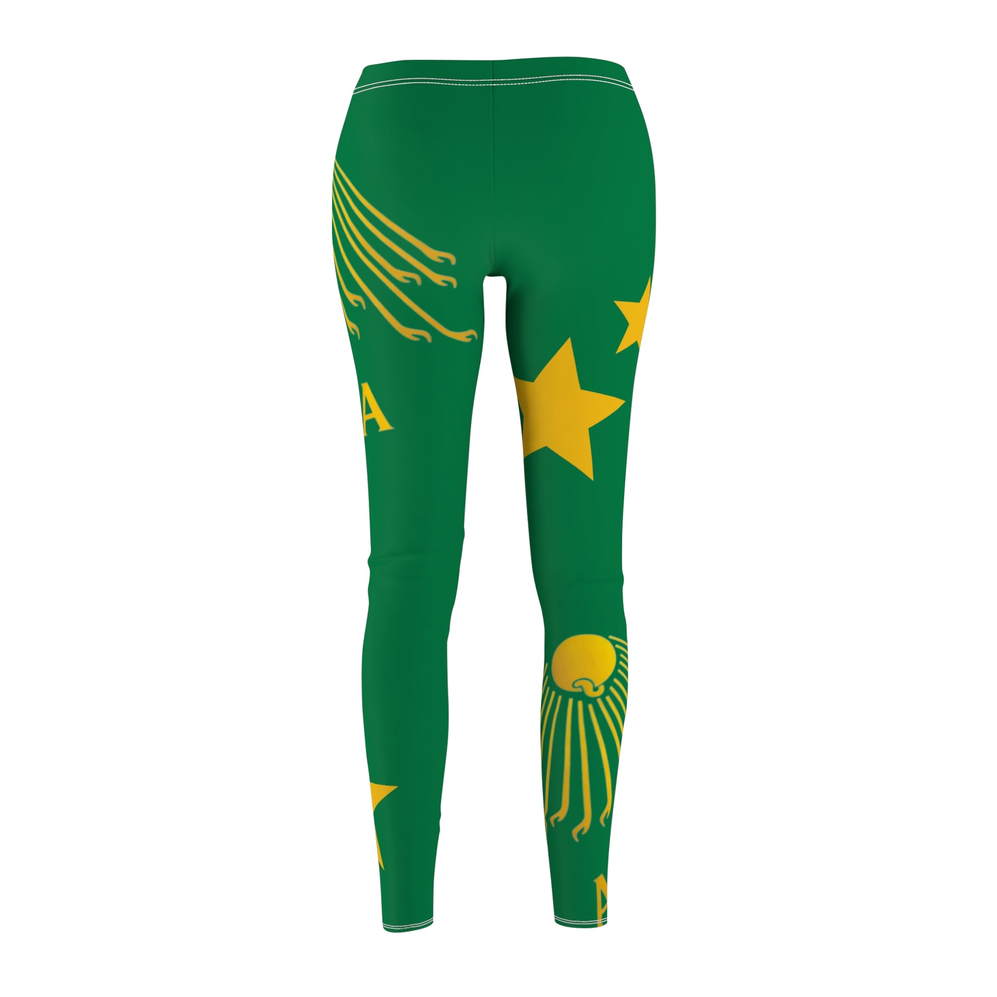 Gold Sunburst 'Aurora' Printed Leggings (White)