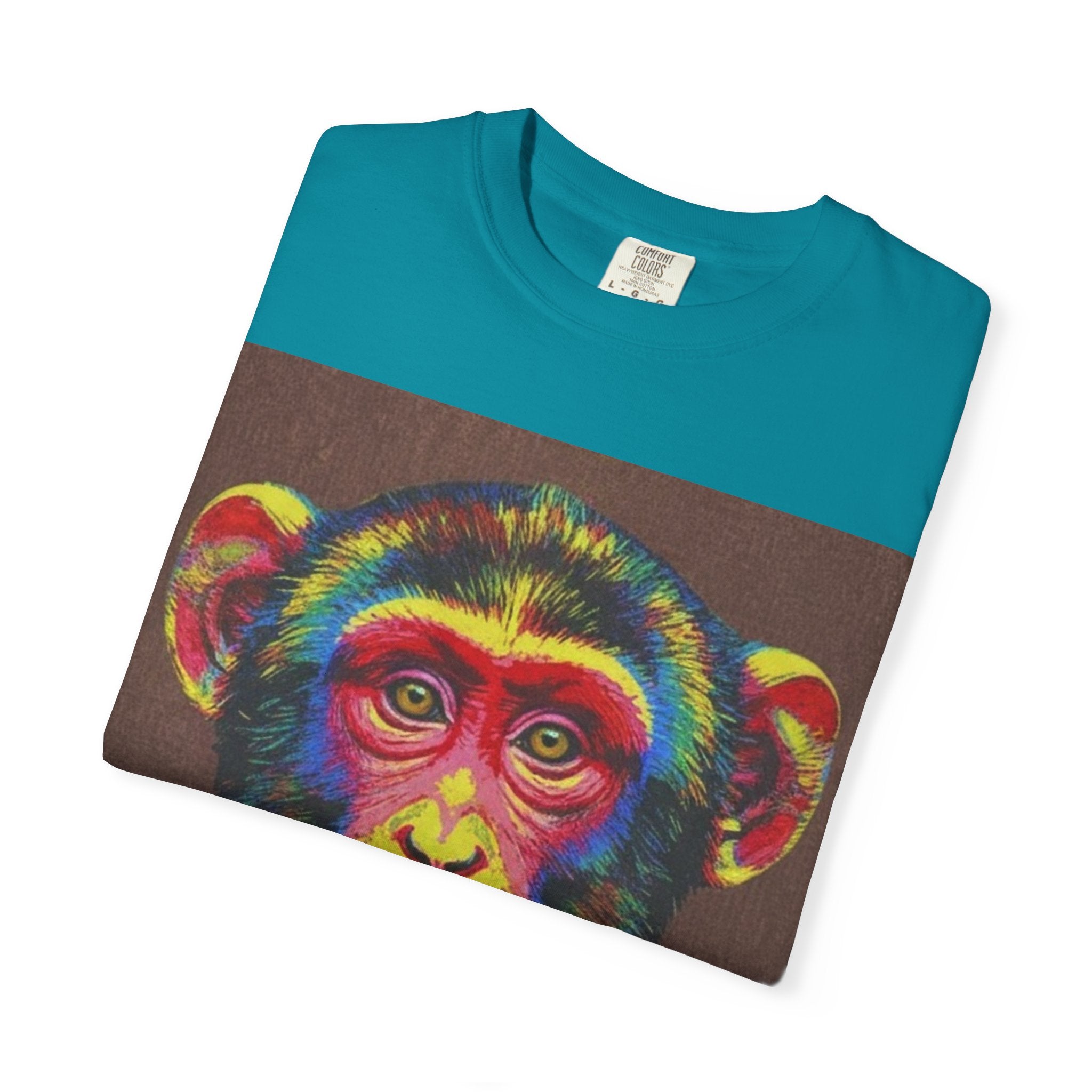 Wild Life Chimp Portrait T-Shirt — Colorful Retro Primate Graphic Tee