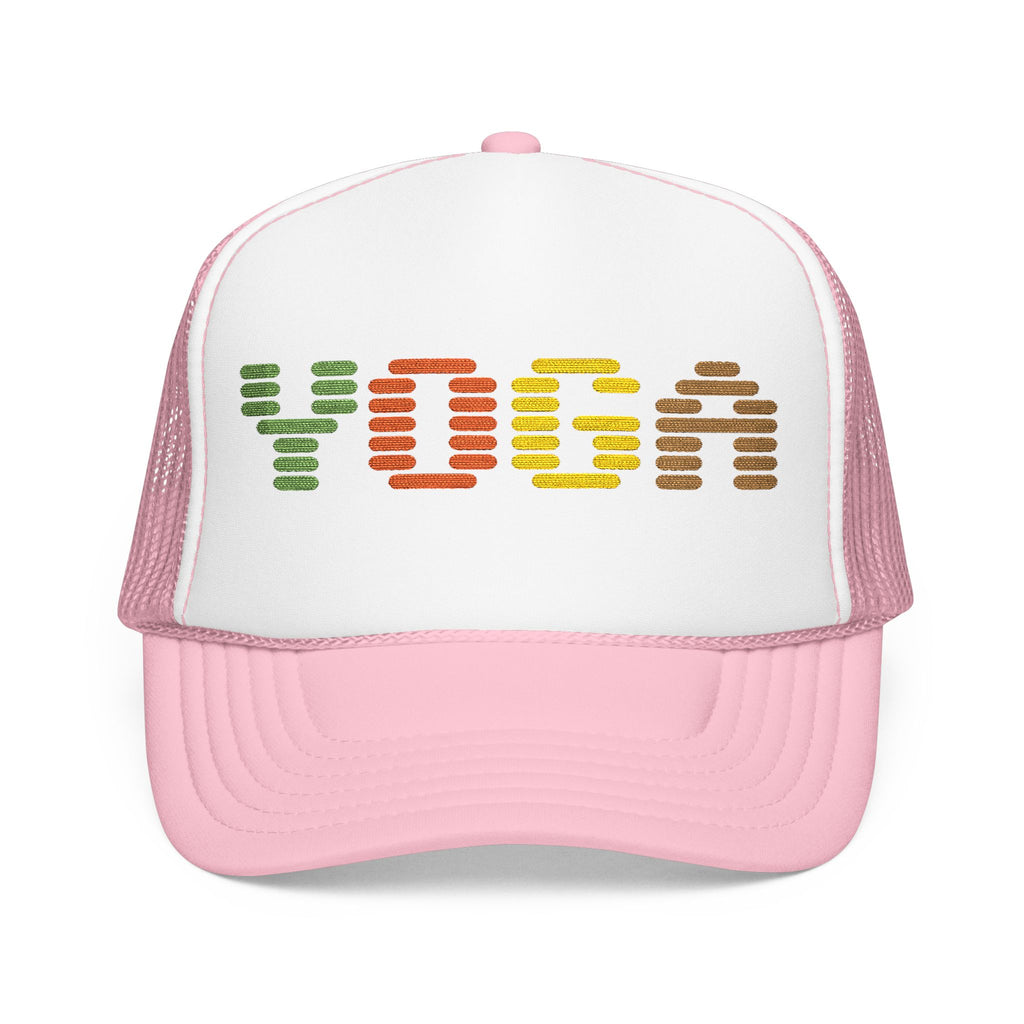 Yoga Foam Trucker Hat - Embroidered Red Cap for Yoga Enthusiasts