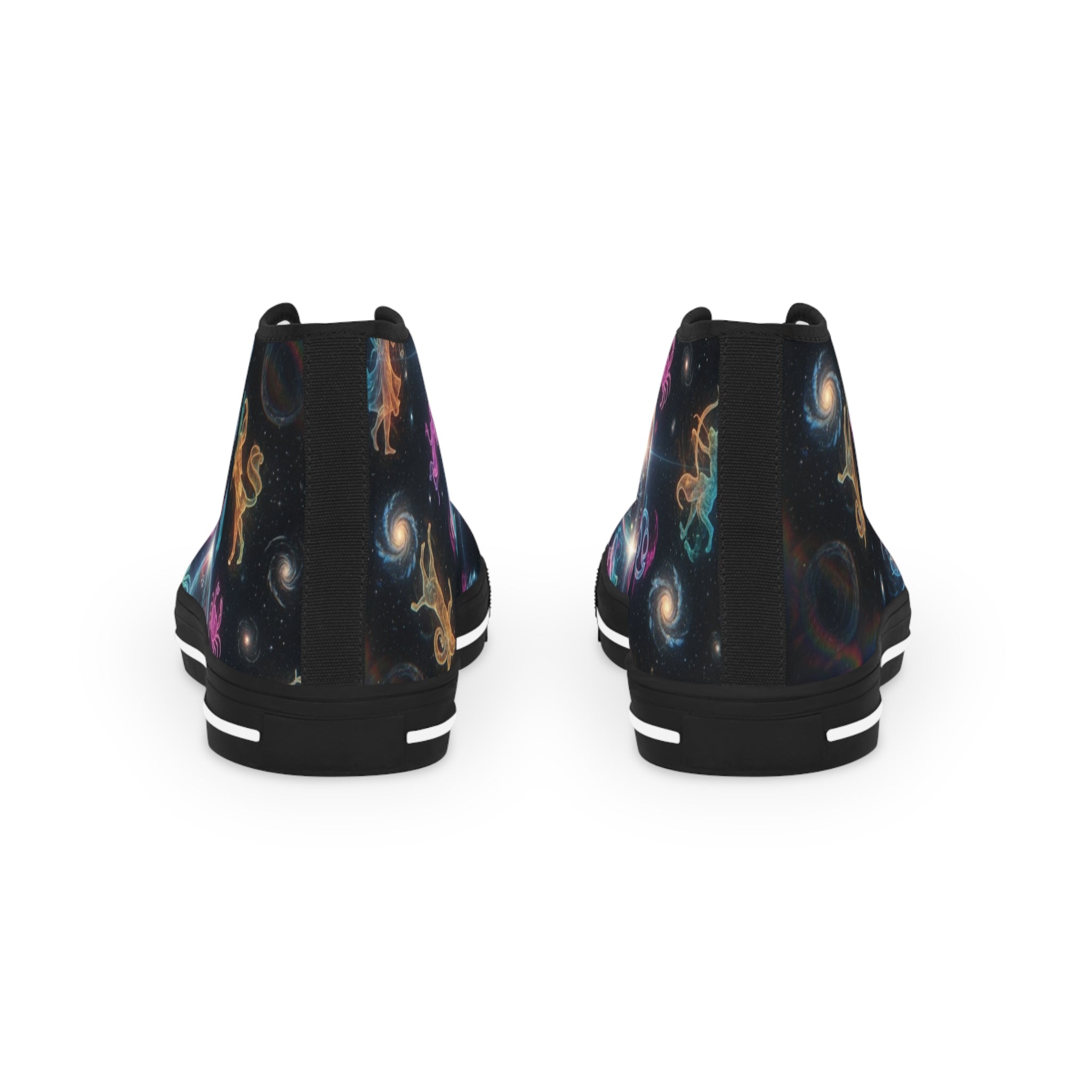 WKE WRLD Cosmic High Top Zodiac Sneakers - Stylish Galaxy Print Footwear for Men, Casual Walk, Street Fashion, Unique Gift Idea, Astronaut Theme Shoes