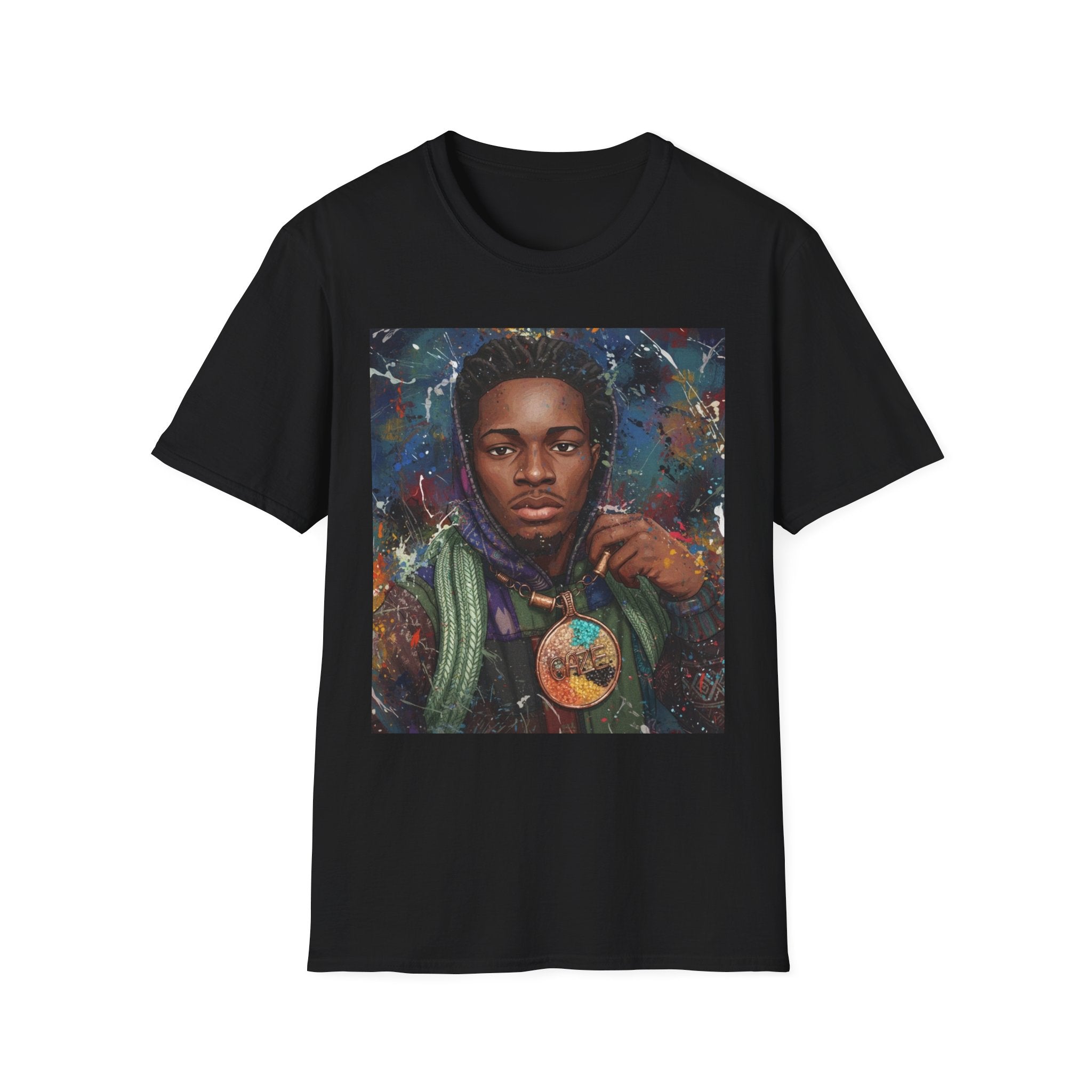 Arcaze Portrait T‑Shirt — Cosmic Musician Artwork