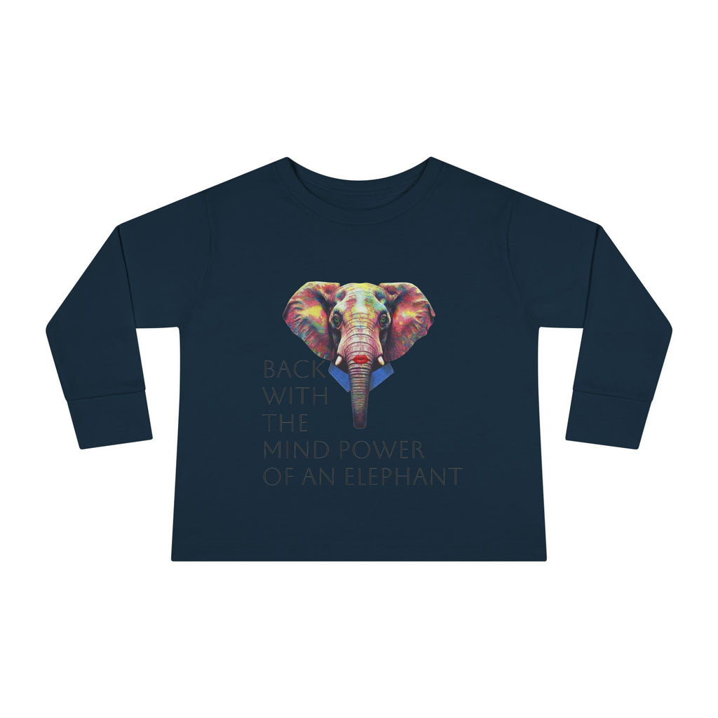 Colorful Elephant Toddler Long Sleeve Tee — Vibrant Safari Animal Shirt for Kids