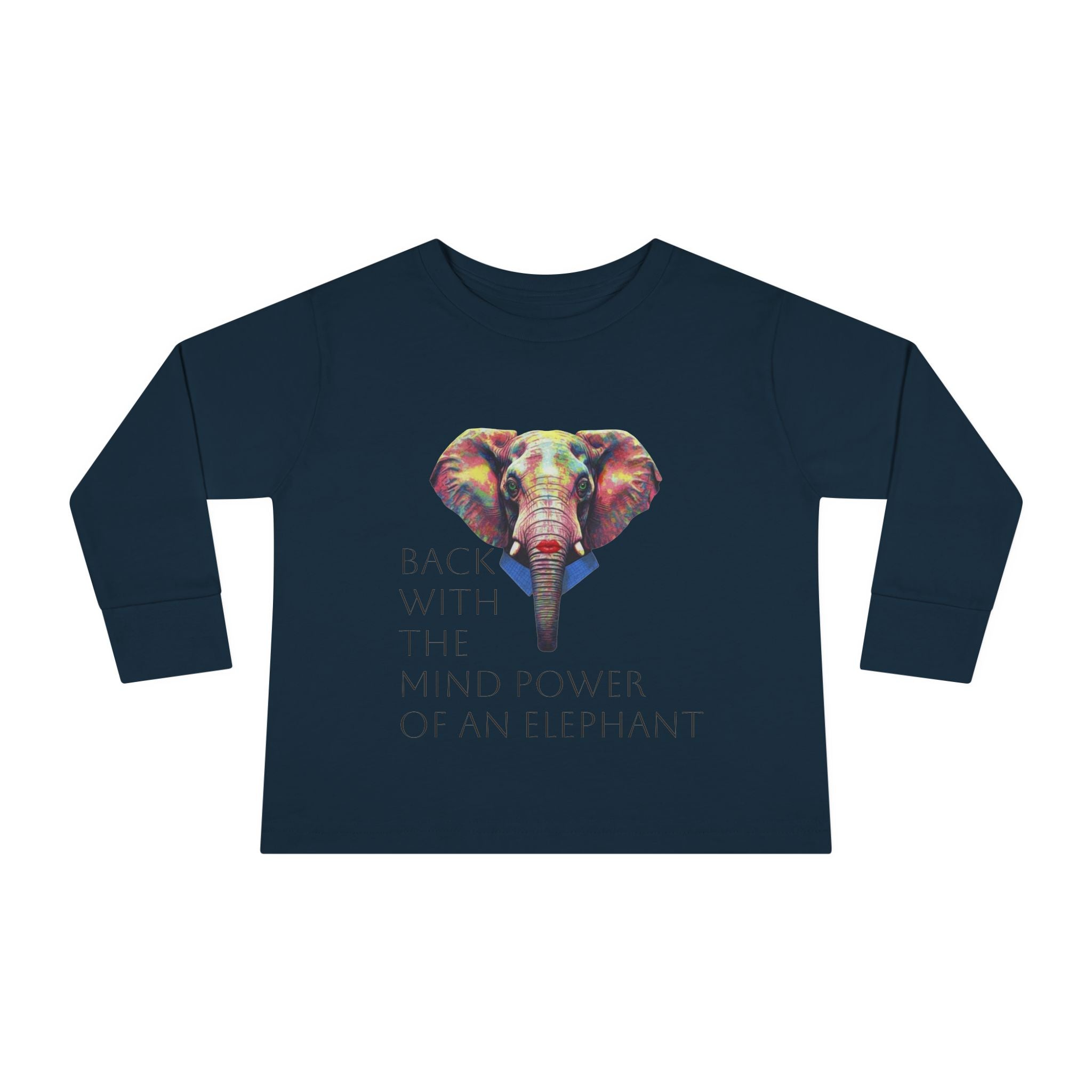 Colorful Elephant Toddler Long Sleeve Tee — Vibrant Safari Animal Shirt for Kids