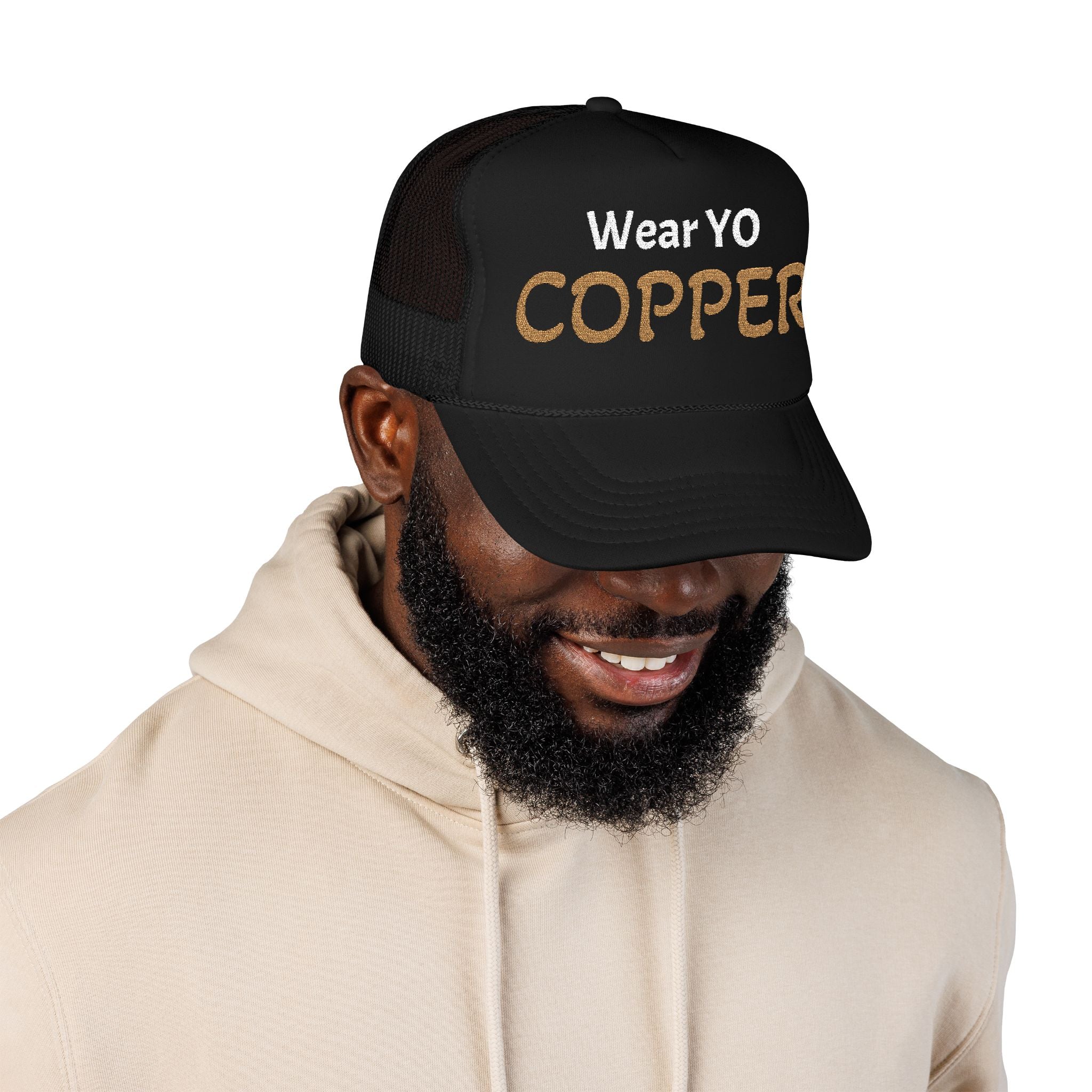 Embroidered Foam Trucker Hat - Wear YO COPPER