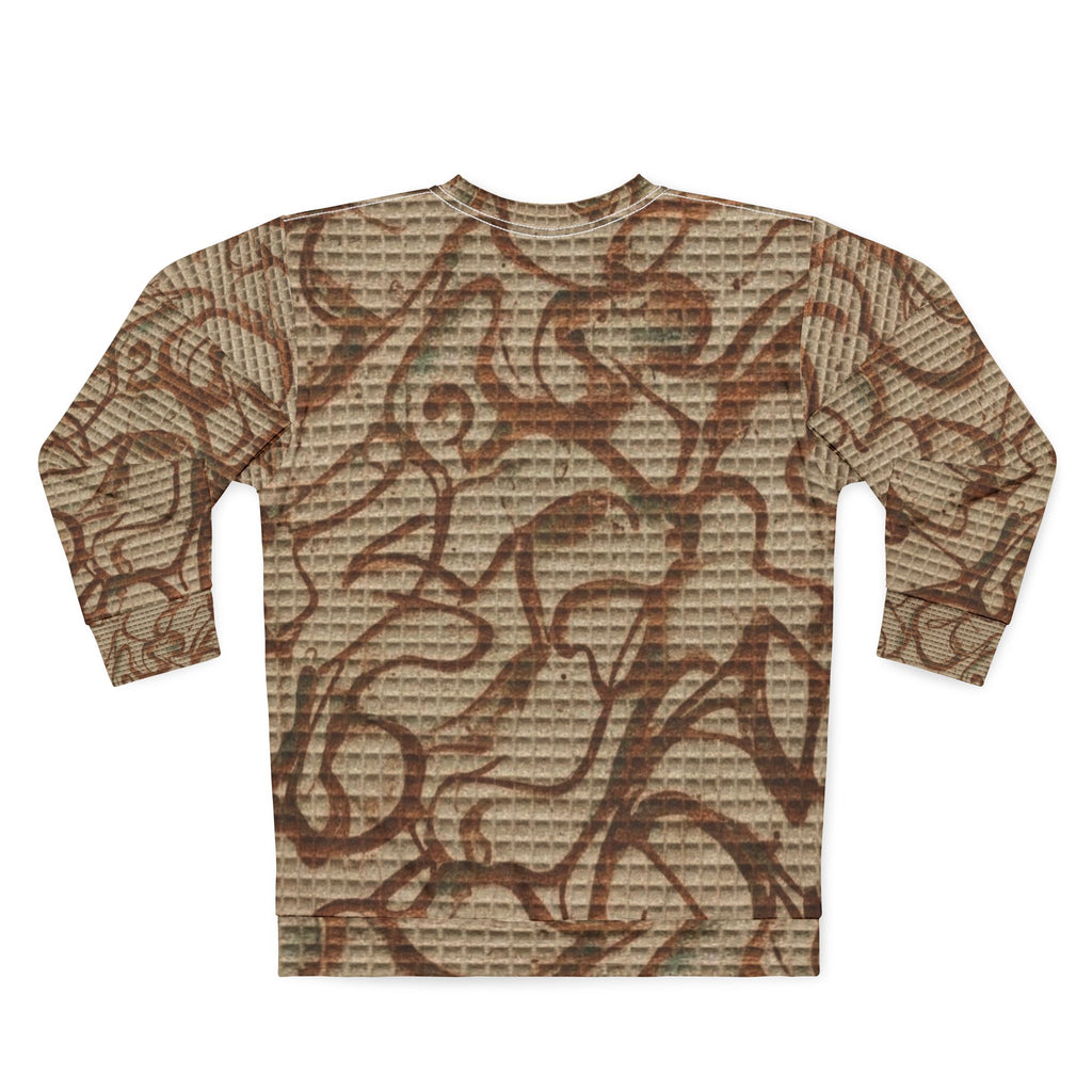 Abstract Brown Scribble Art Sweatshirt – All-Over Printed Casual Pullover
