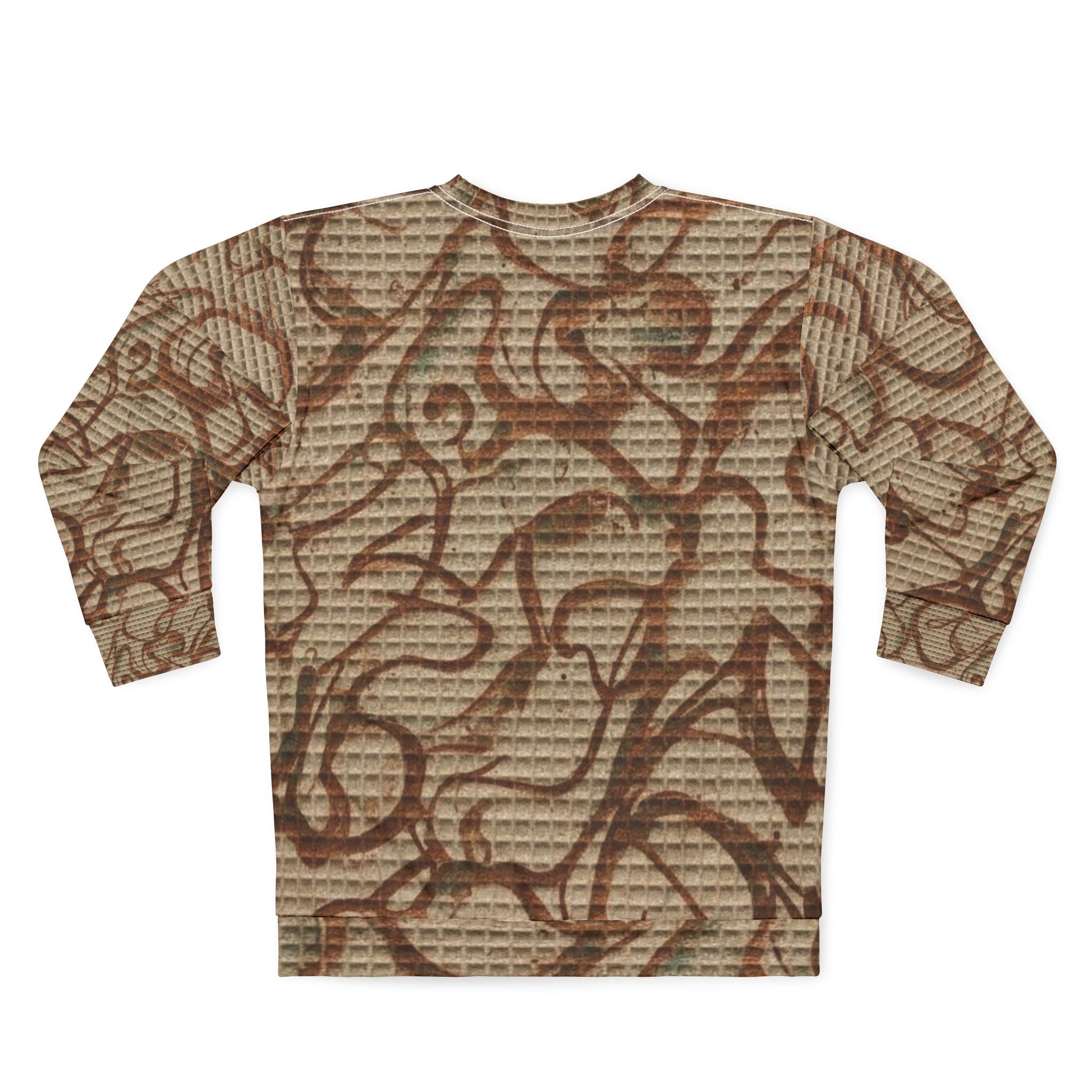 Abstract Brown Scribble Art Sweatshirt – All-Over Printed Casual Pullover