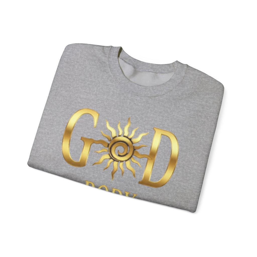 God Body Crewneck Sweatshirt — Gold Sun Spiritual Graphic