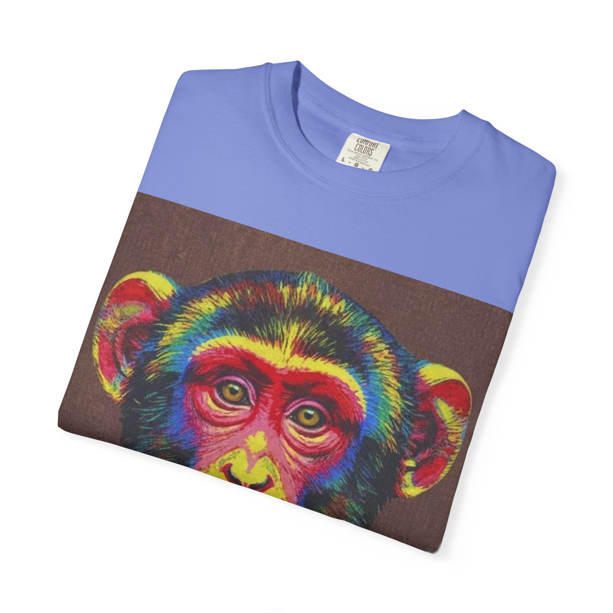Wild Life Chimp Portrait T-Shirt — Colorful Retro Primate Graphic Tee