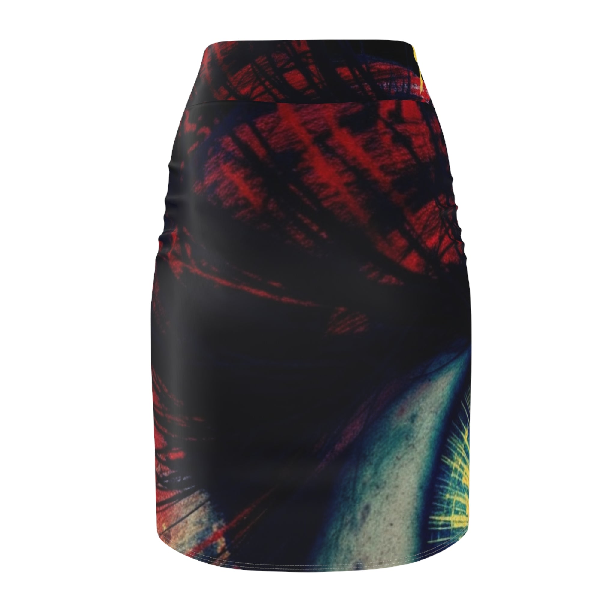 WKE WRLD Eye-Catching Eye Women's Pencil Skirt, Vibrant Art Skirt, Fashionable Office Wear, Statement Piece, Trendy Night Out Outfit