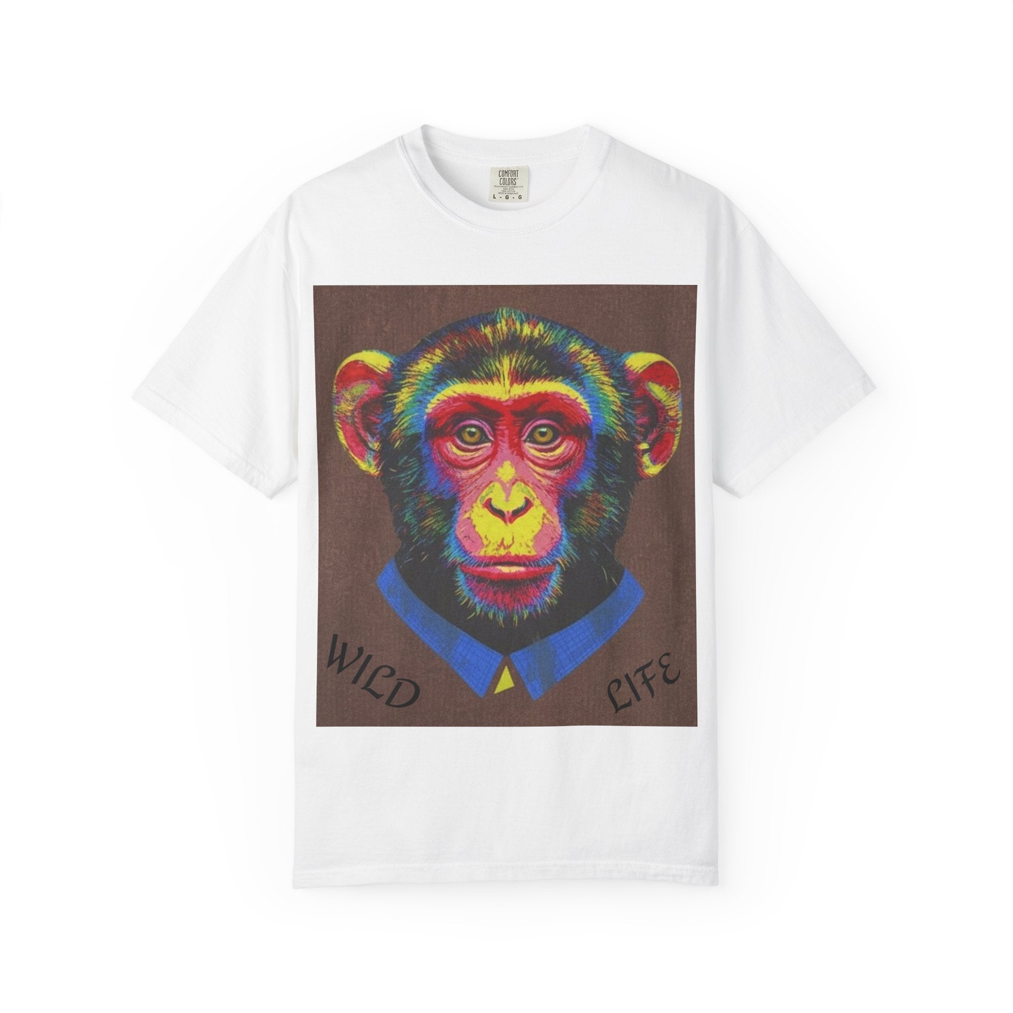 Wild Life Chimp Portrait T-Shirt — Colorful Retro Primate Graphic Tee