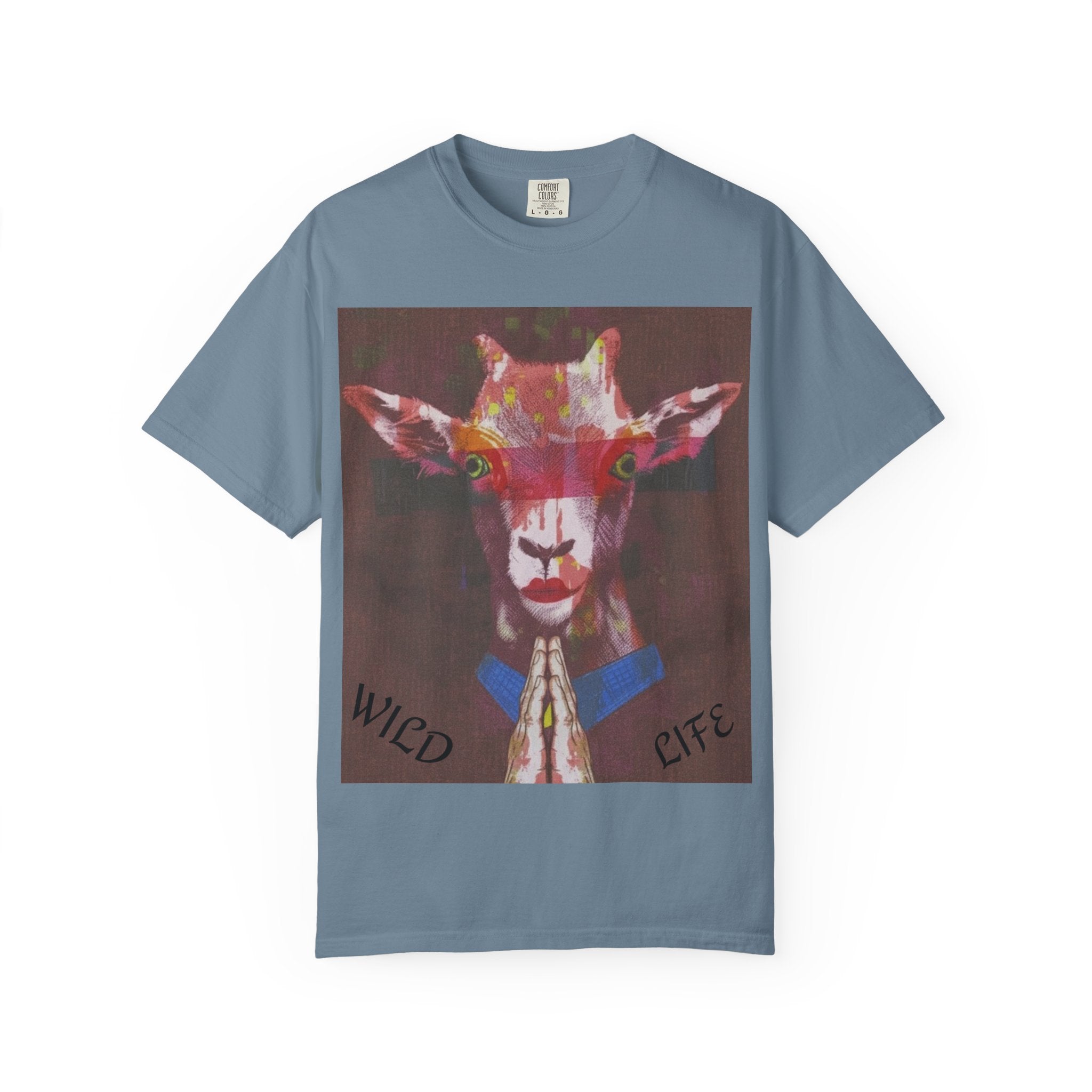 Wild Life Goat Portrait T-Shirt — Colorful Retro Primate Graphic Tee